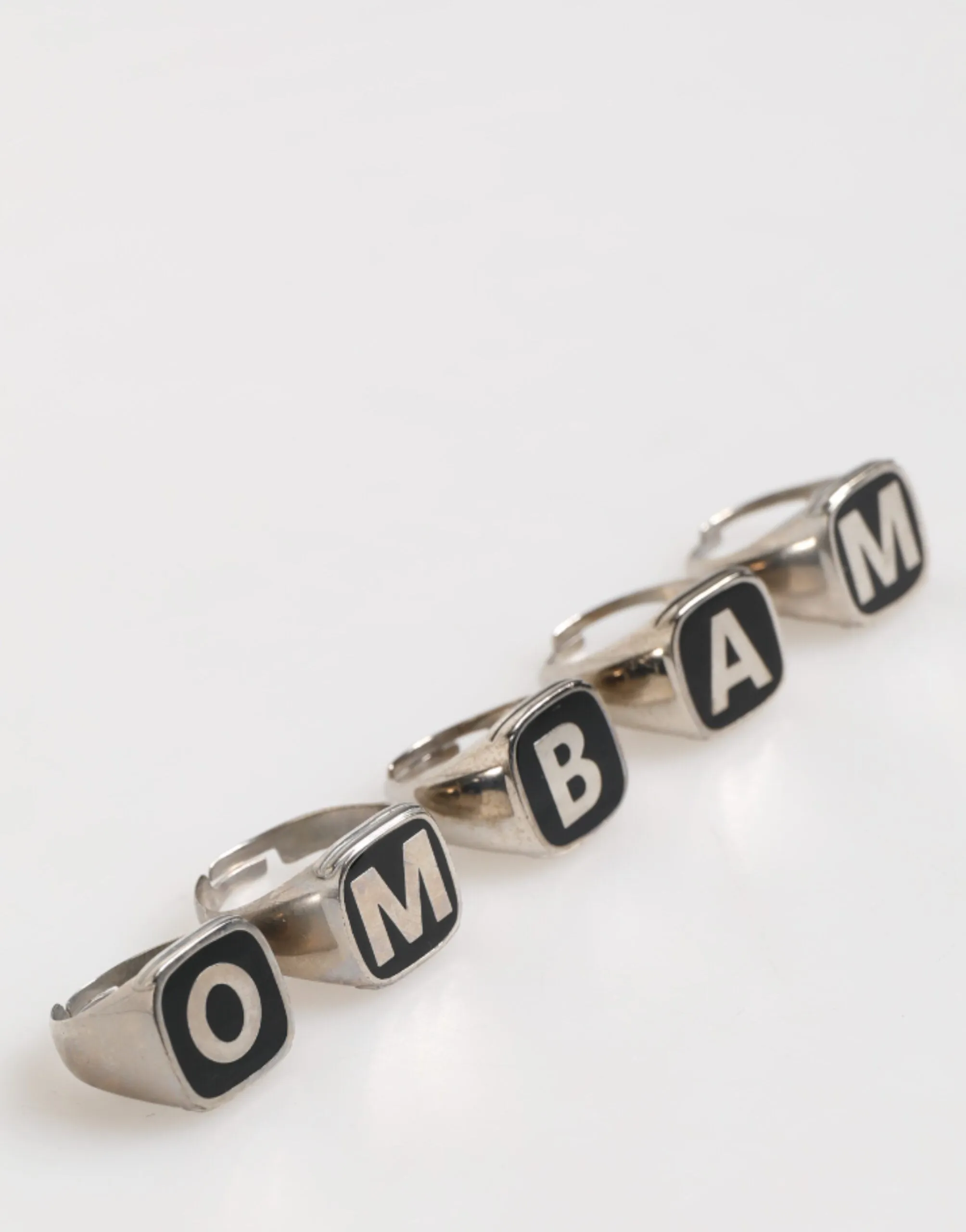 Dolce & Gabbana Silver Tone Brass Lettering Set 5 Pieces Adjustable Ring sold by Siebentaschen product image thumbnail 3