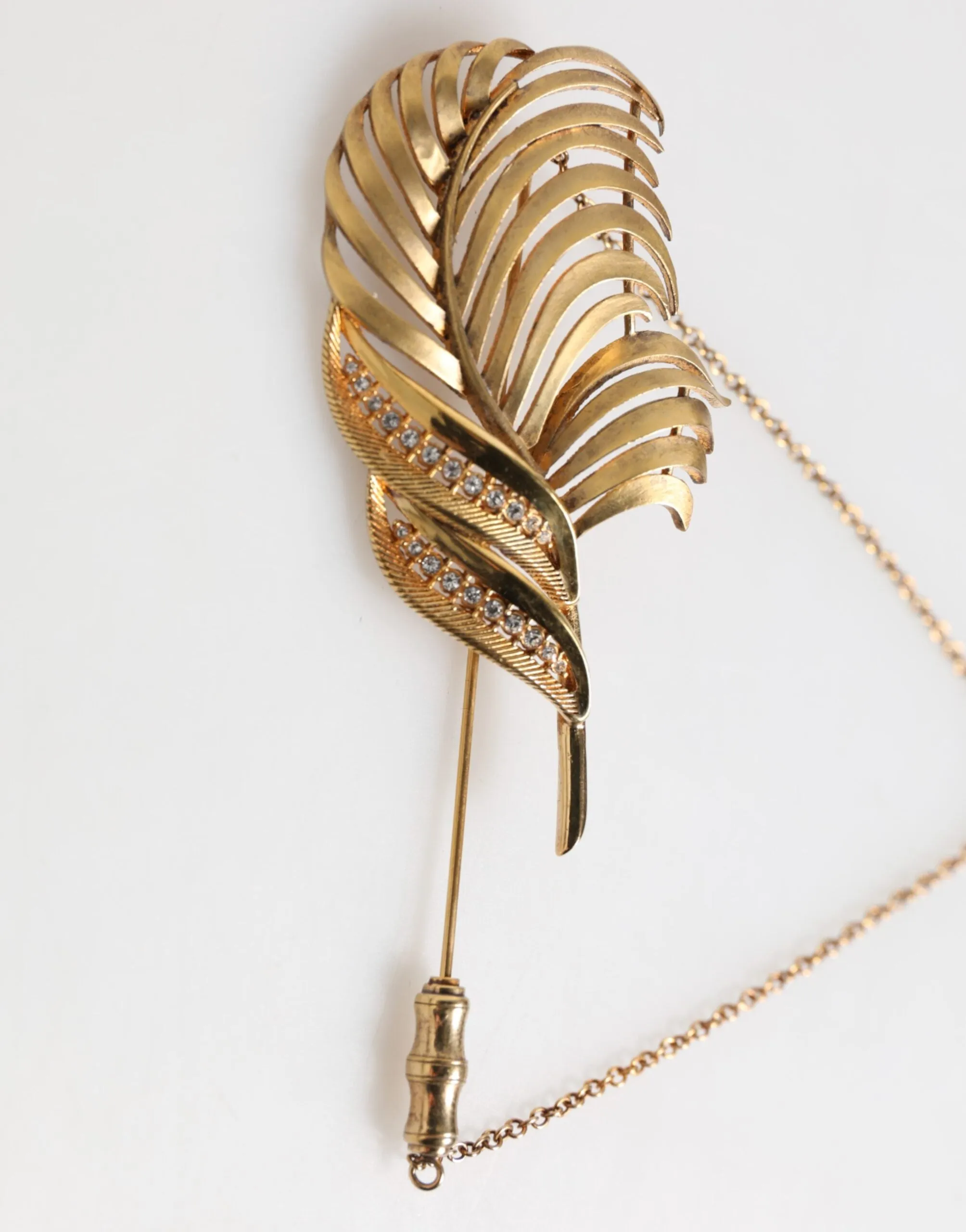 Dolce & Gabbana Gold Tone Leaf 925 Sterling Silver Crystal Chain Brooch sold by Siebentaschen product image thumbnail 3