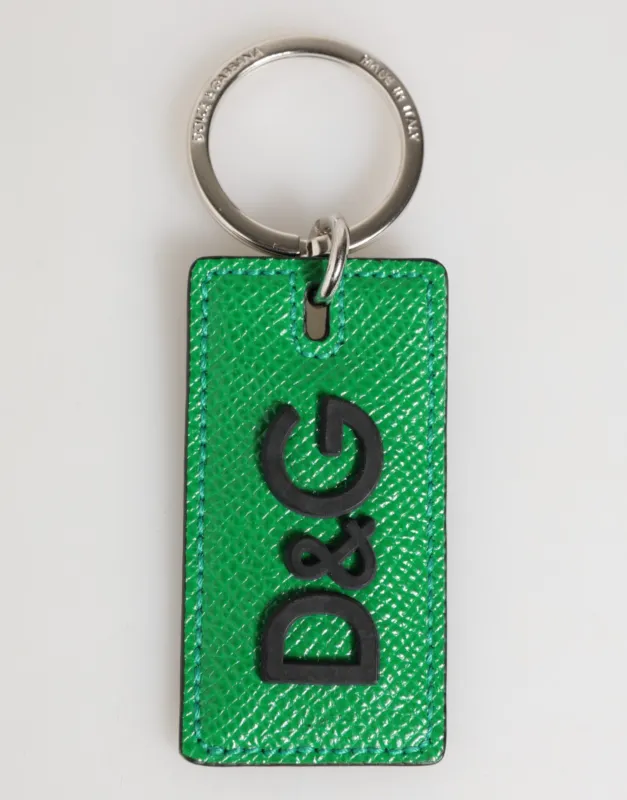 Dolce & Gabbana Green Leather Logo Metal Ring Keychain Holder Men Keyring sold by Siebentaschen