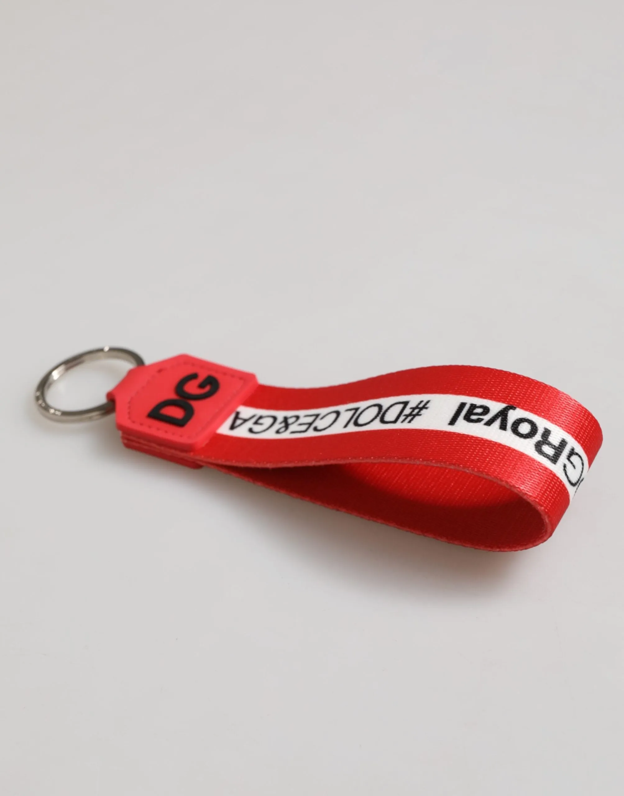 Dolce & Gabbana Red Logo Polyester Silver Brass Holder Keychain Men Keyring sold by Siebentaschen product image thumbnail 5