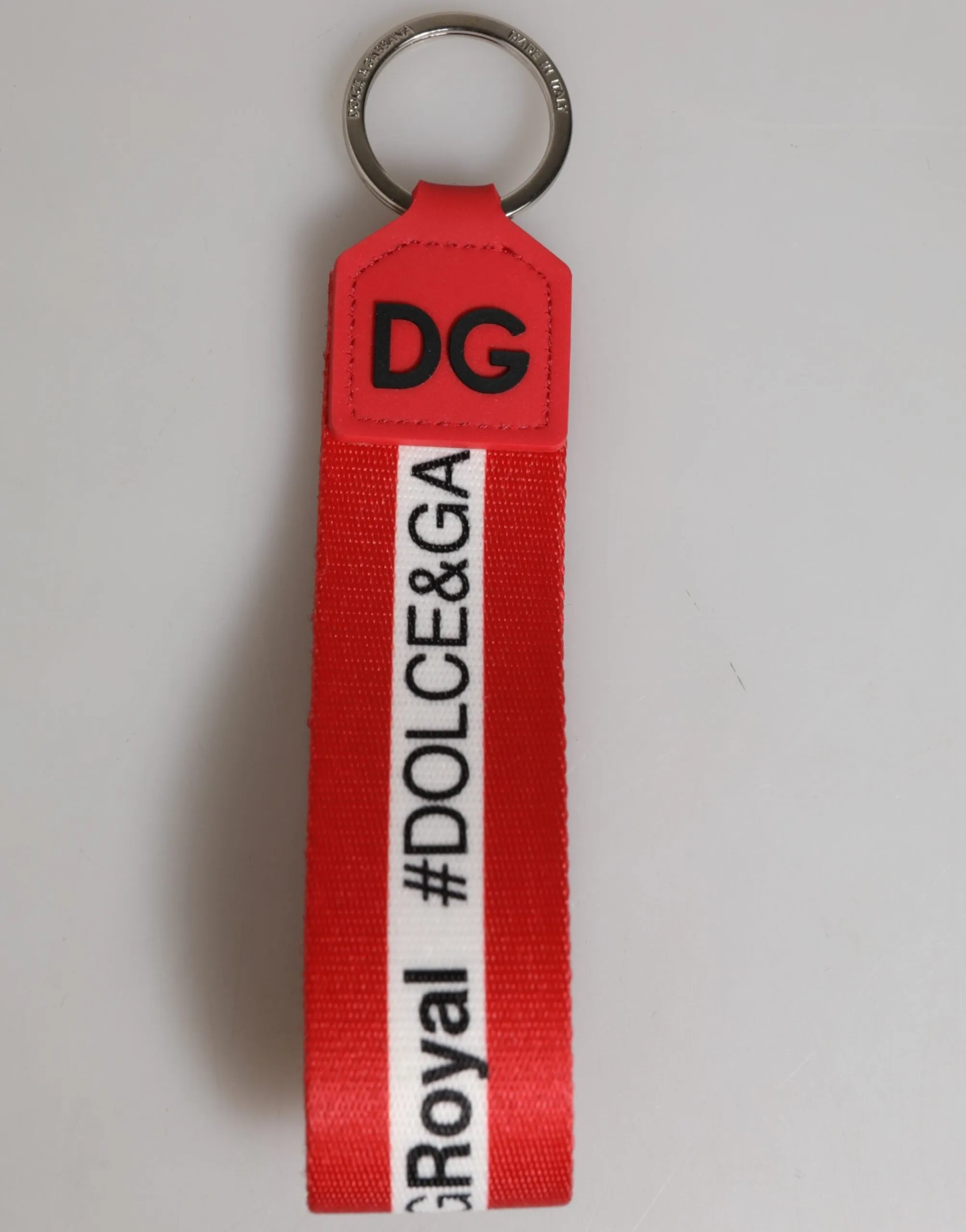 Dolce & Gabbana Red Logo Polyester Silver Brass Holder Keychain Men Keyring sold by Siebentaschen product image thumbnail 2