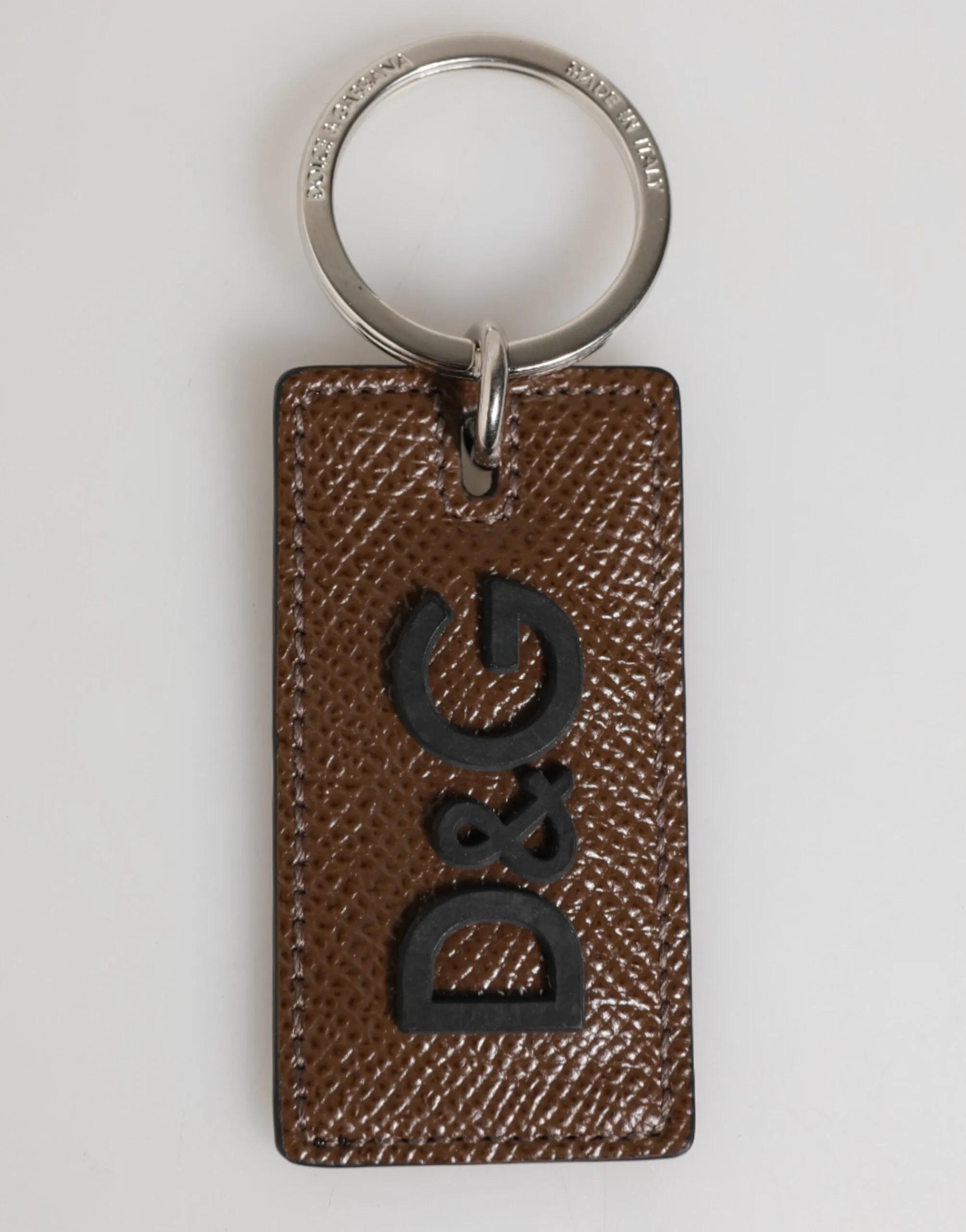 Dolce & Gabbana Dark Brown Leather Logo Metal Ring Keychain Holder Keyring sold by Siebentaschen product image thumbnail 2