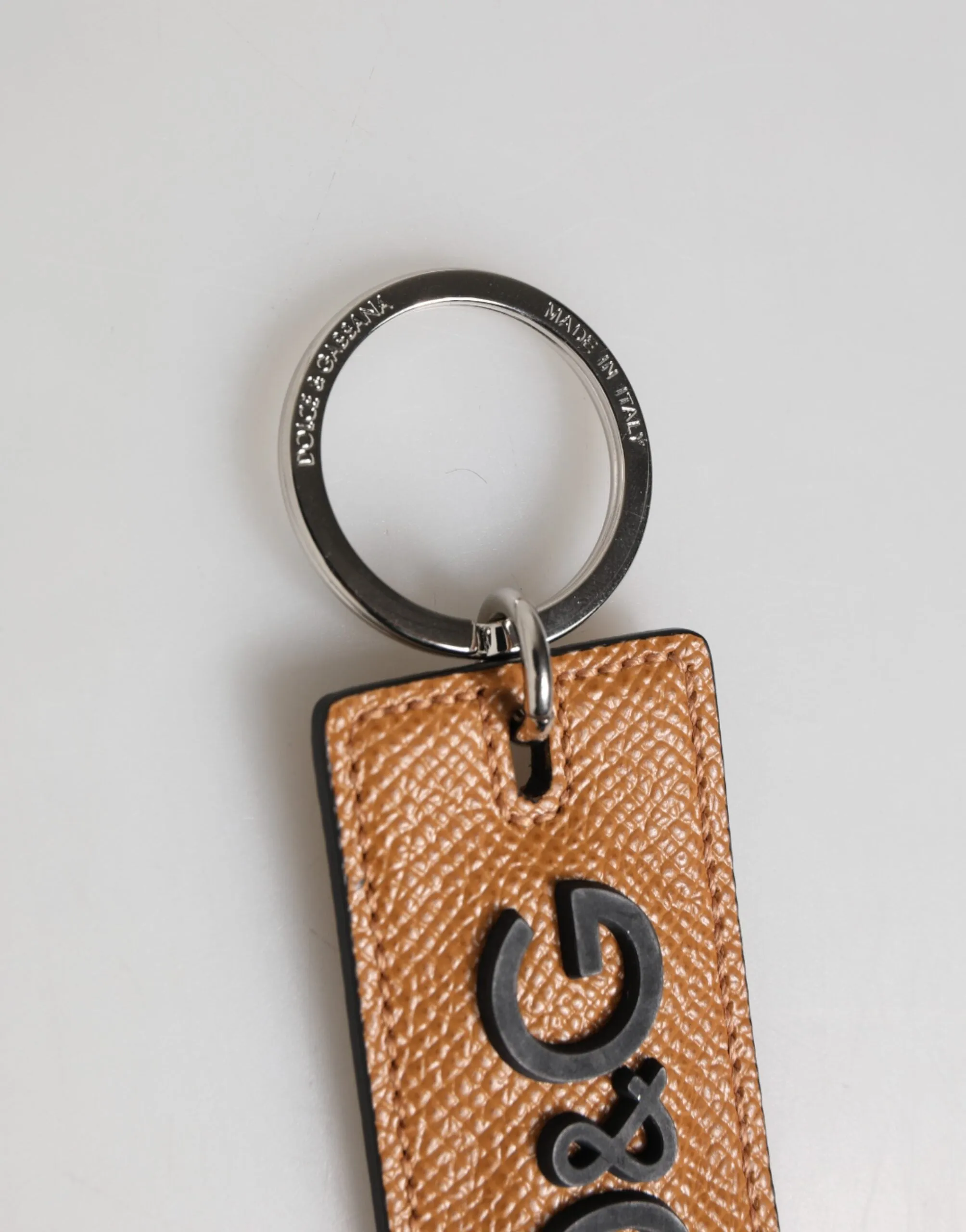Dolce & Gabbana Brown Leather Logo Metal Ring Keychain Holder Men Keyring sold by Siebentaschen product image thumbnail 3