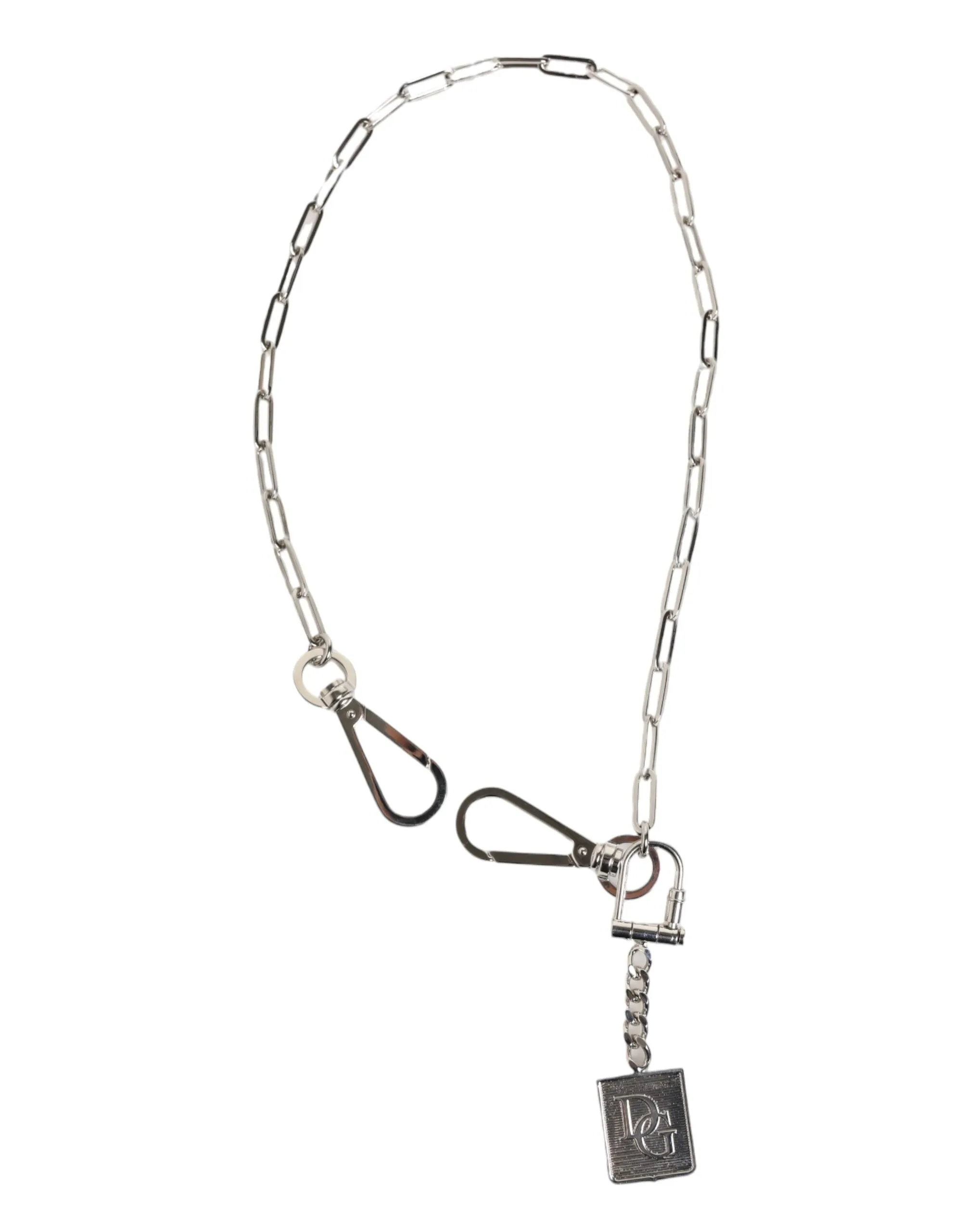 Dolce & Gabbana Silver Tone Metal Chain DG Logo Pendant Men Necklace sold by Siebentaschen