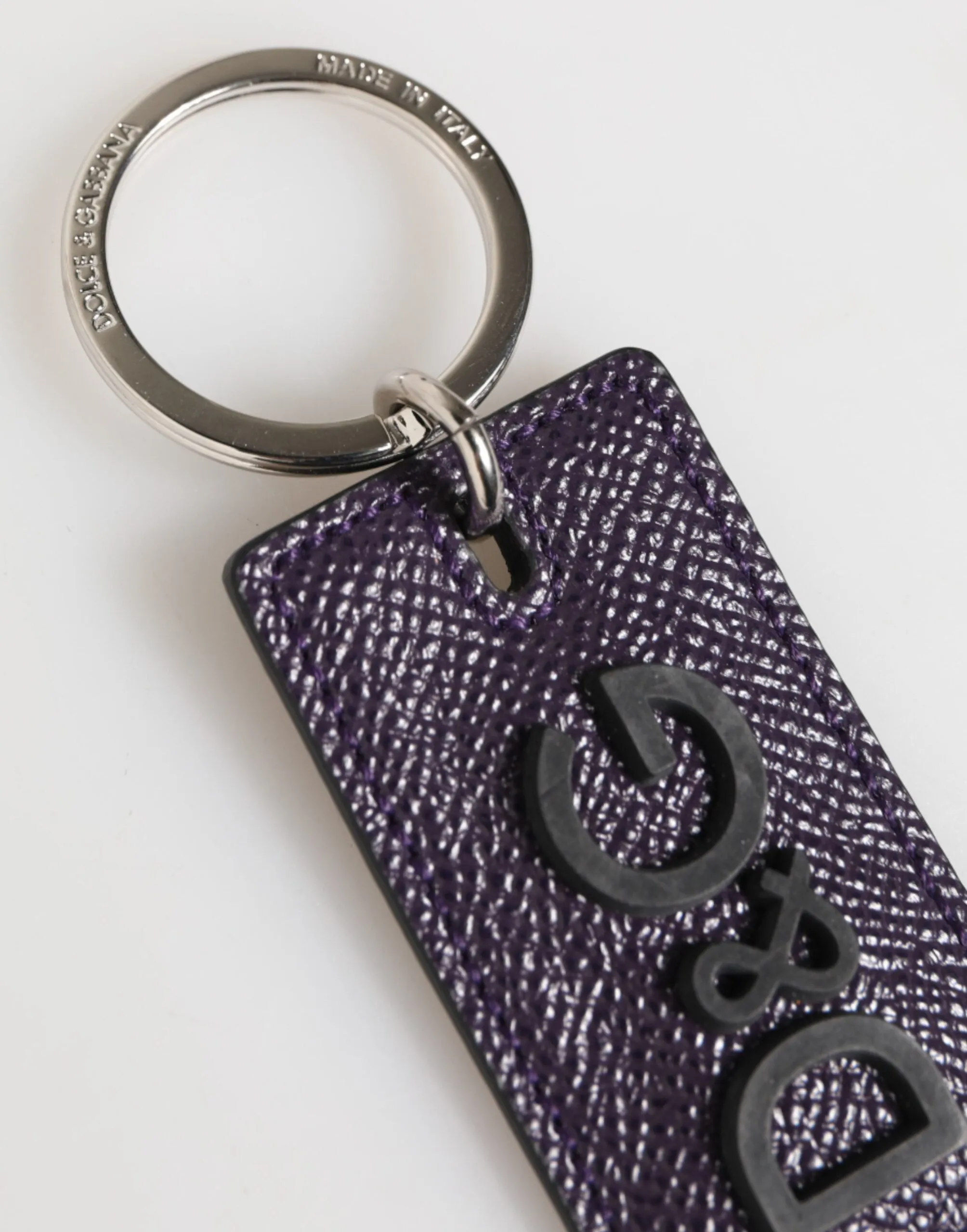Dolce & Gabbana Violet Leather Logo Metal Ring Men Keychain Keyring sold by Siebentaschen product image thumbnail 4