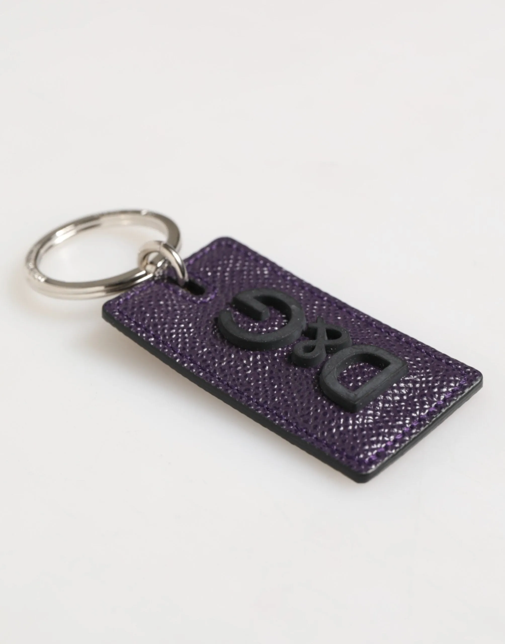 Dolce & Gabbana Violet Leather Logo Metal Ring Men Keychain Keyring sold by Siebentaschen product image thumbnail 5