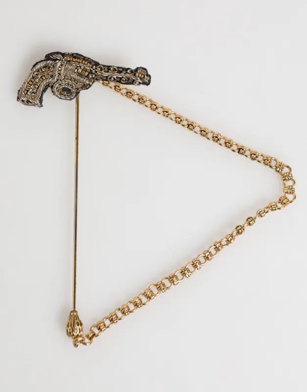 Dolce & Gabbana Lapel Pin Brass Copper Revolver Men Accessories Brooch sold by Siebentaschen