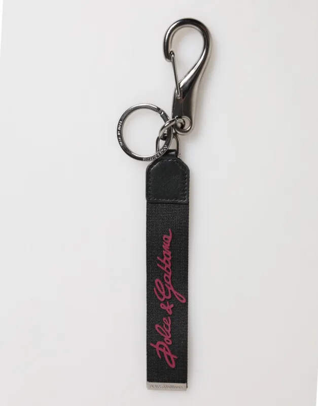 Dolce & Gabbana Black Red Polyester DG Logo Silver Men Keychain Keyring sold by Siebentaschen
