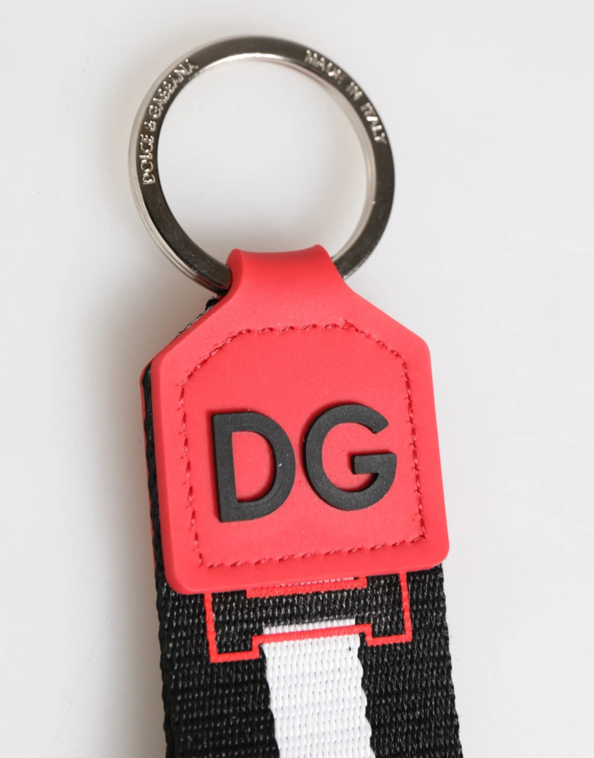 Dolce & Gabbana Red White DG Logo Polyester Brass Holder Keychain Keyring sold by Siebentaschen product image thumbnail 3