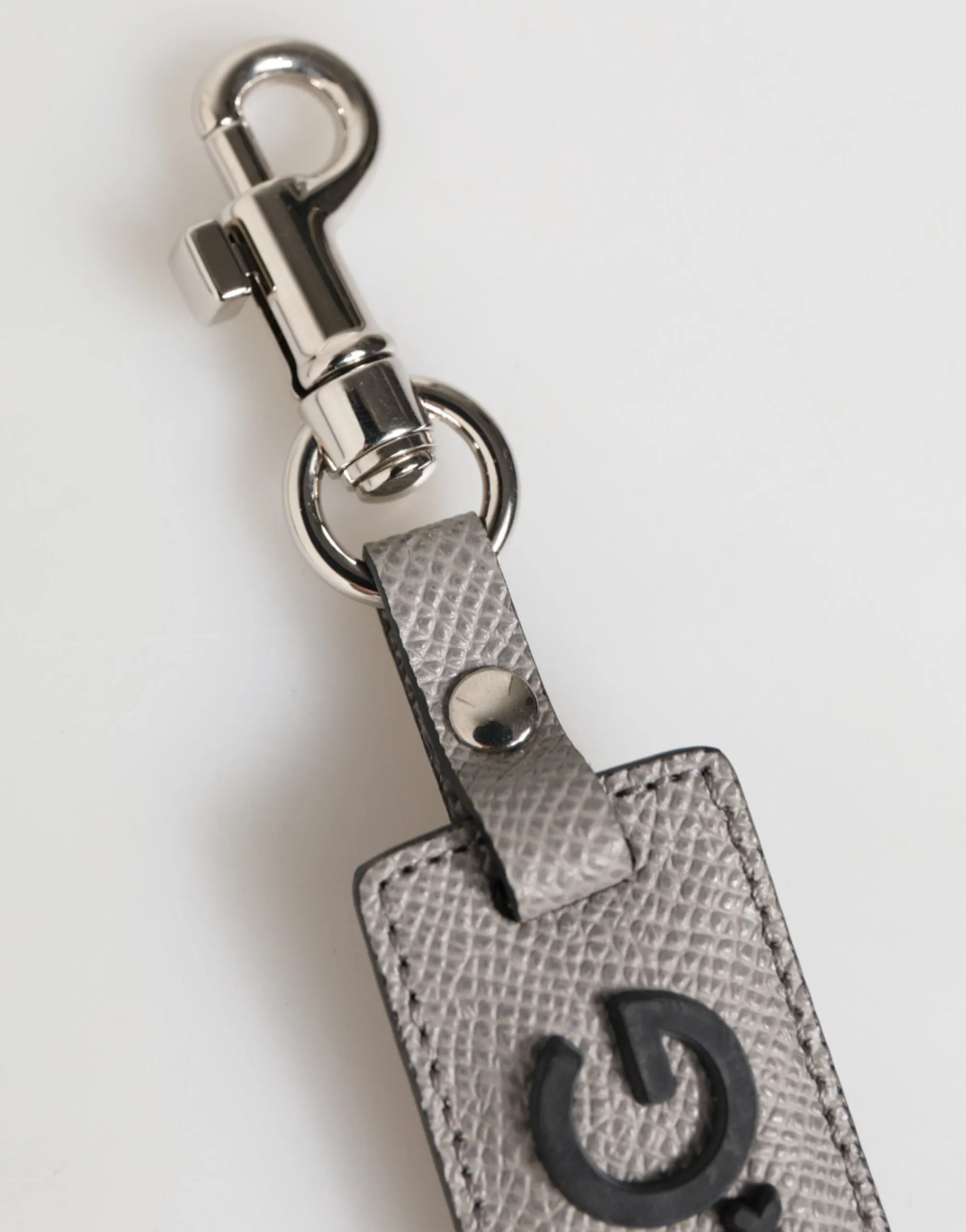 Dolce & Gabbana Gray Leather Logo Metal Ring Keychain Holder Men Keyring sold by Siebentaschen product image thumbnail 5