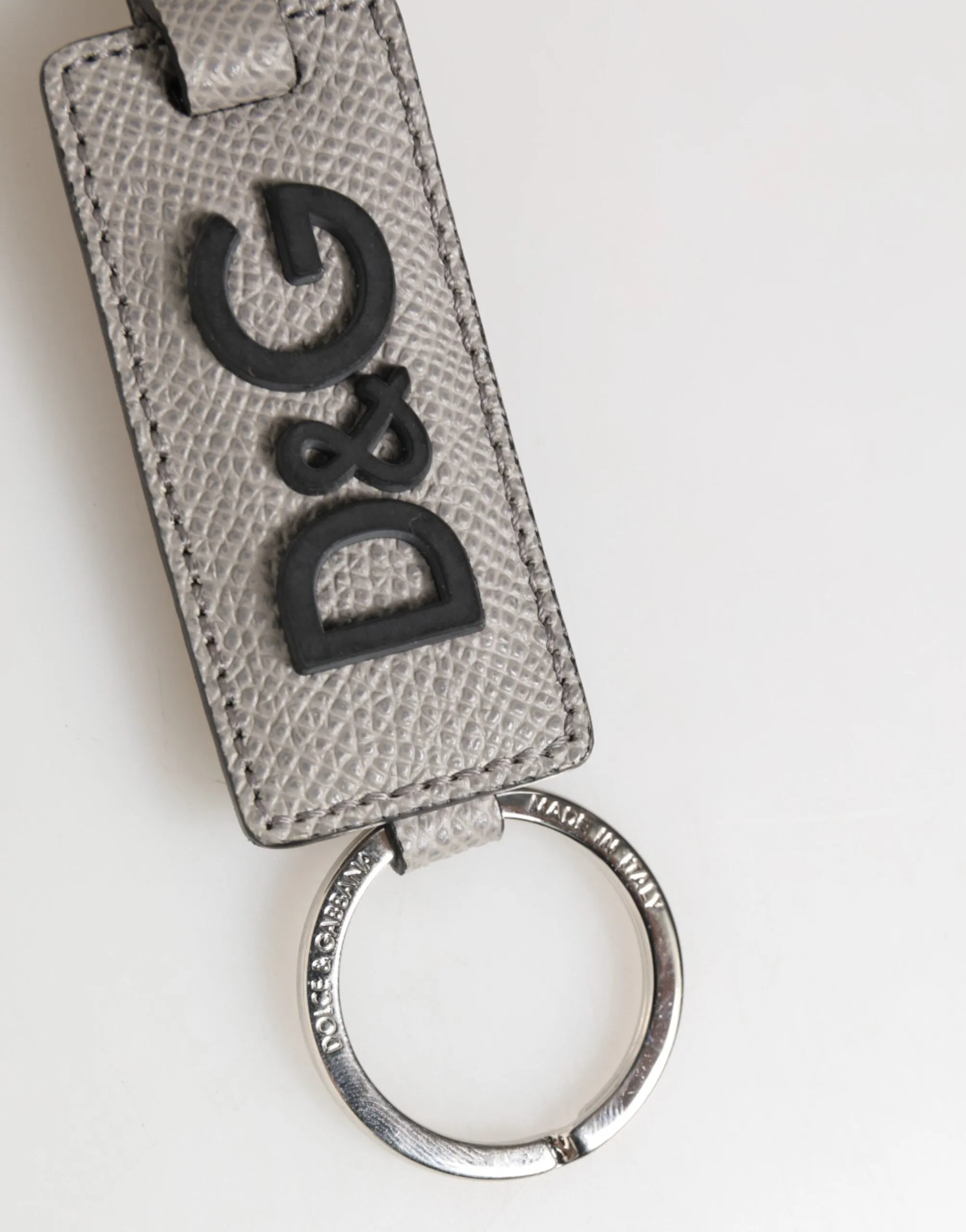 Dolce & Gabbana Gray Leather Logo Metal Ring Keychain Holder Men Keyring sold by Siebentaschen product image thumbnail 4