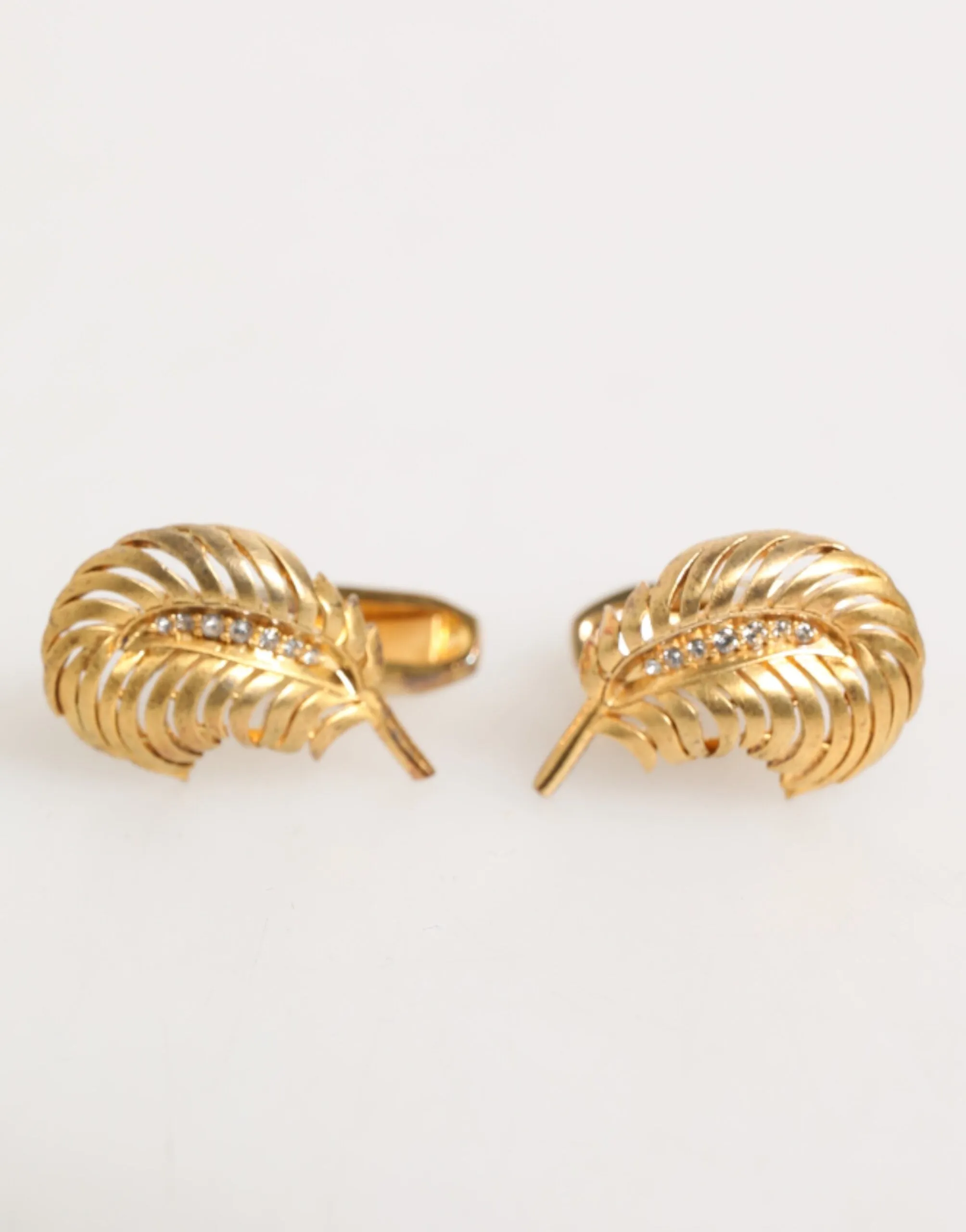 Dolce & Gabbana Gold 925 Sterling Silver Crystal Leaf Accessory Cufflink sold by Siebentaschen product image thumbnail 2