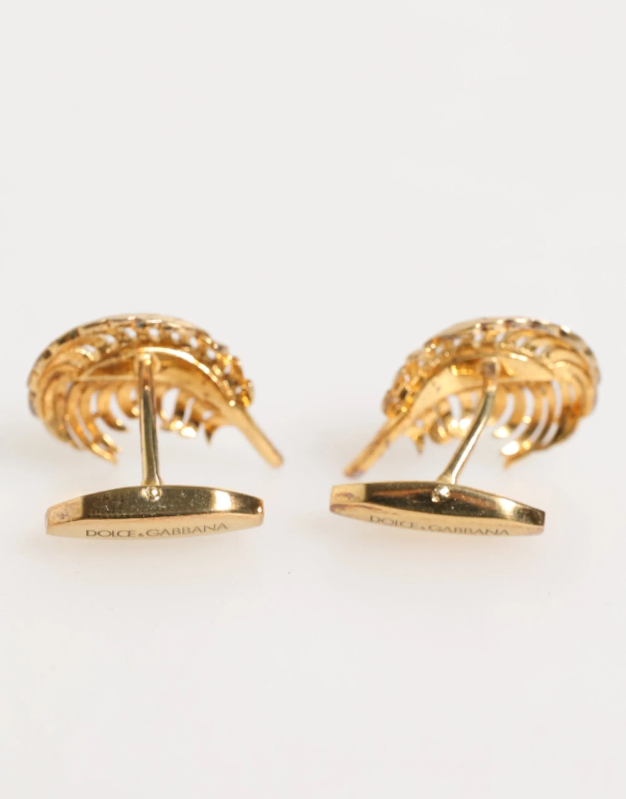 Dolce & Gabbana Gold 925 Sterling Silver Crystal Leaf Accessory Cufflink sold by Siebentaschen product image thumbnail 4