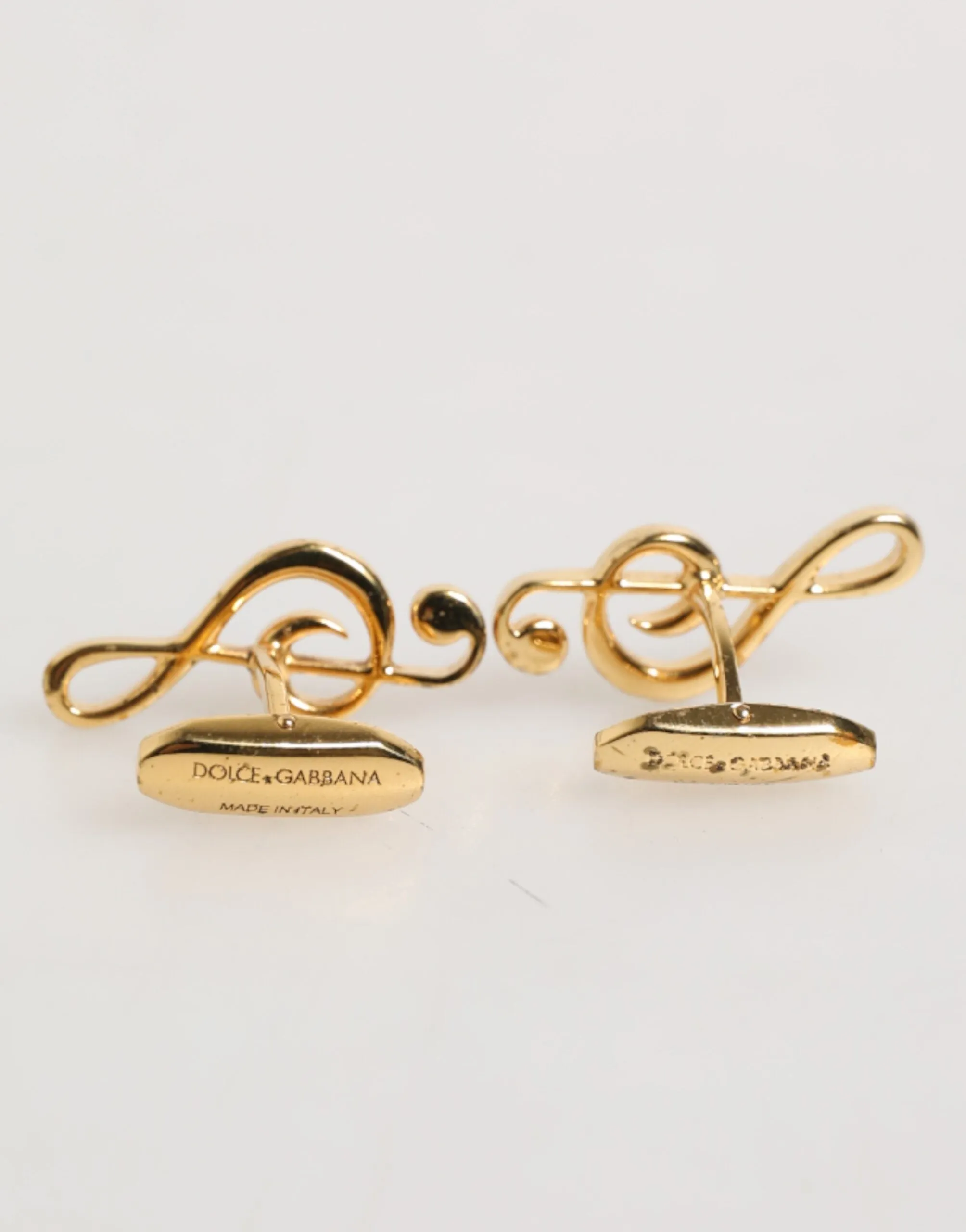 Dolce & Gabbana Gold Musical Note Metal Brass Pin Men Accessory Cufflinks sold by Siebentaschen product image thumbnail 4