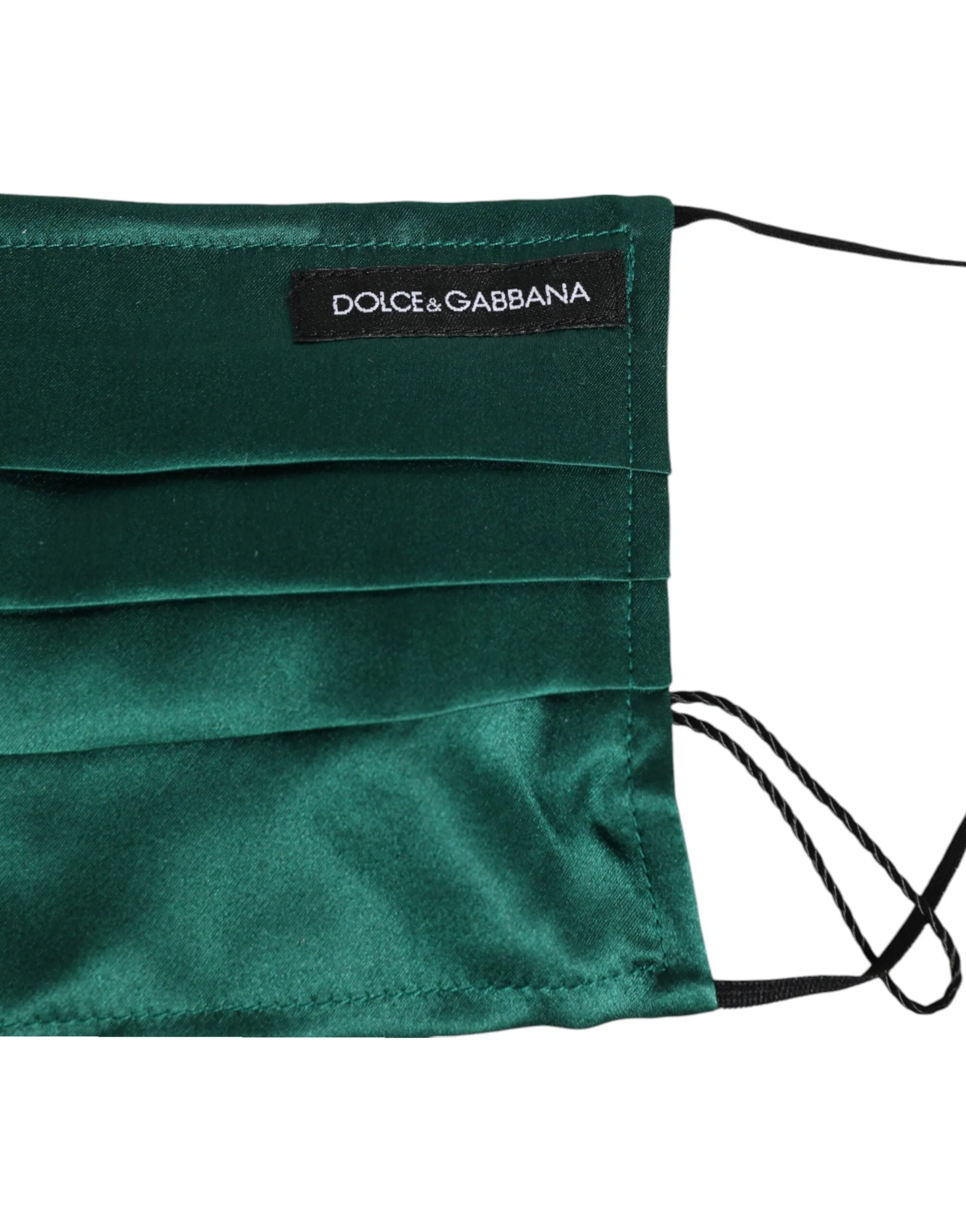Dolce & Gabbana Green Silk Pleated Elastic Ear Strap Face Mask sold by Siebentaschen product image thumbnail 3