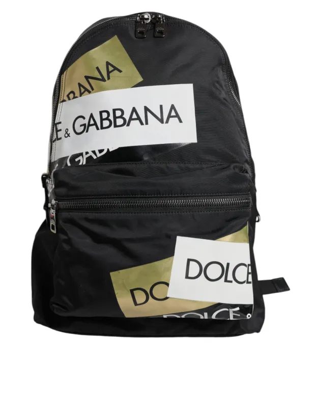 Dolce & Gabbana Black Logo Tape Polyamide School Travel Backpack Men Bag sold by Siebentaschen
