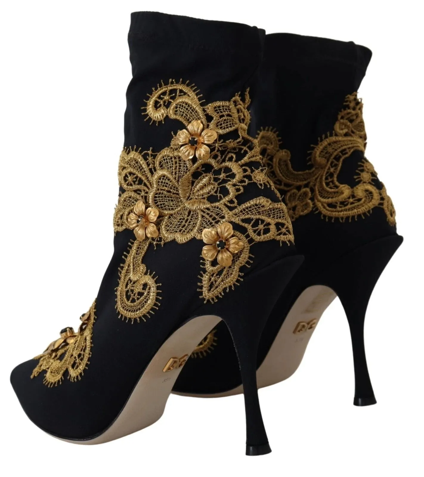Dolce & Gabbana Black Gold Embroidery Crystal Boots Shoes sold by Siebentaschen product image thumbnail 5