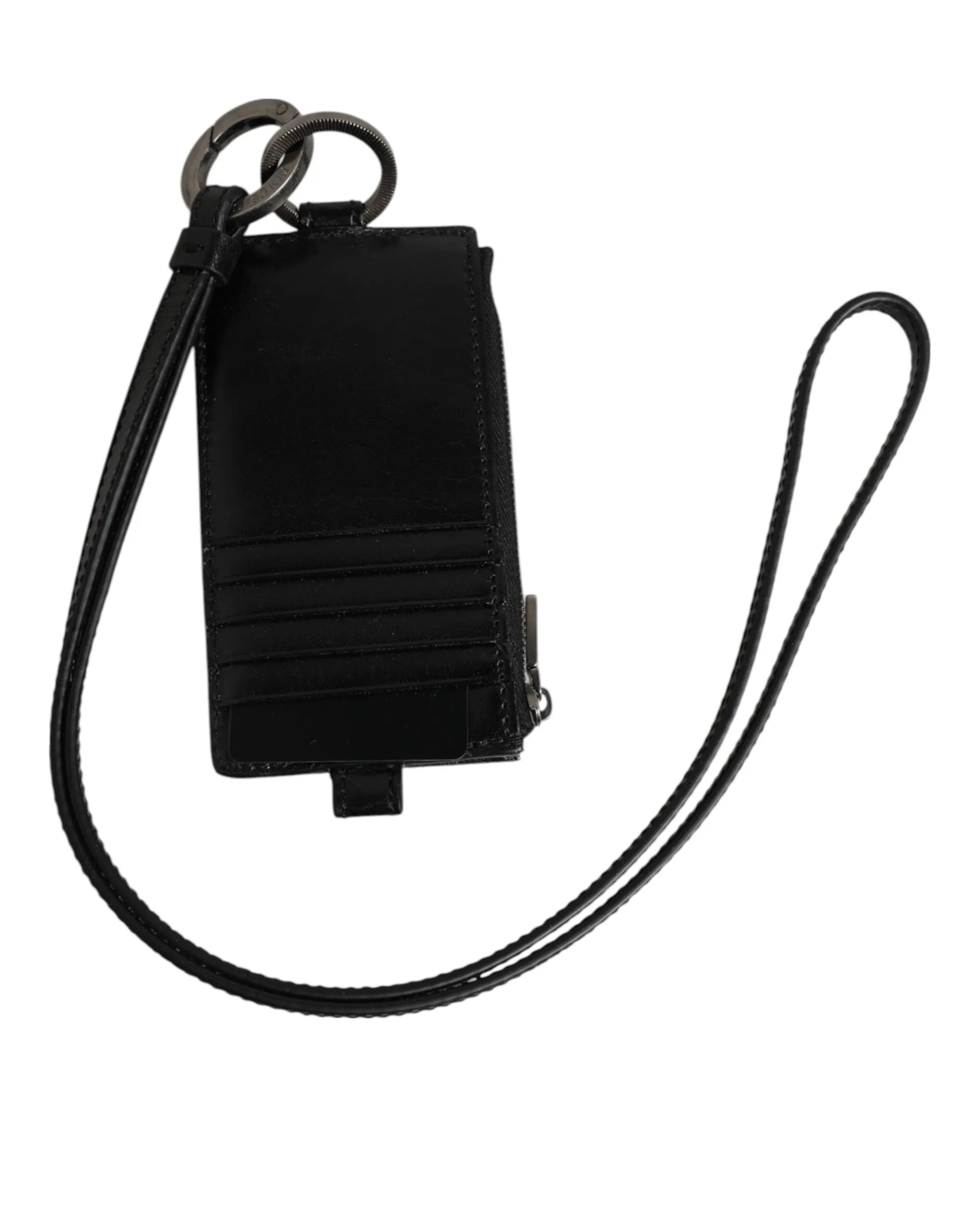 Dolce & Gabbana Black Leather Logo Embossed Lanyard Card Holder Wallet sold by Siebentaschen product image thumbnail 2