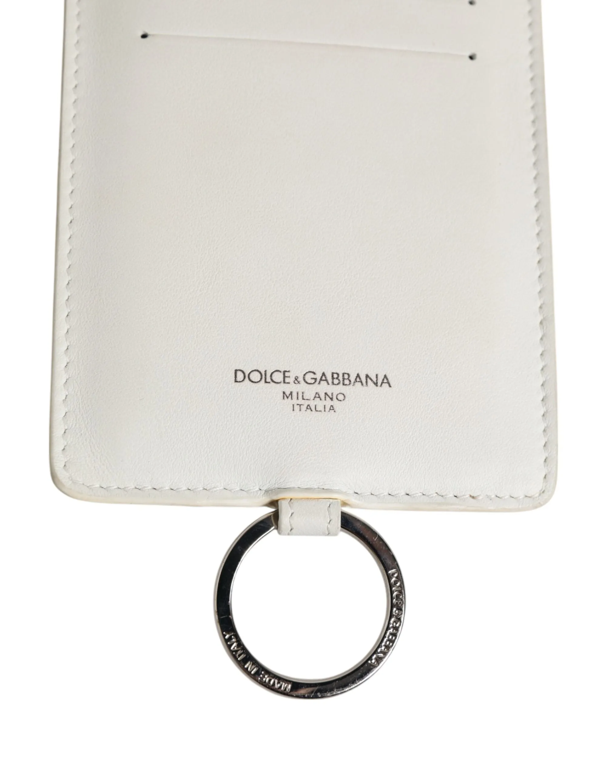 Dolce & Gabbana White Calf Leather Lanyard Logo Card Holder Men Wallet sold by Siebentaschen product image thumbnail 3