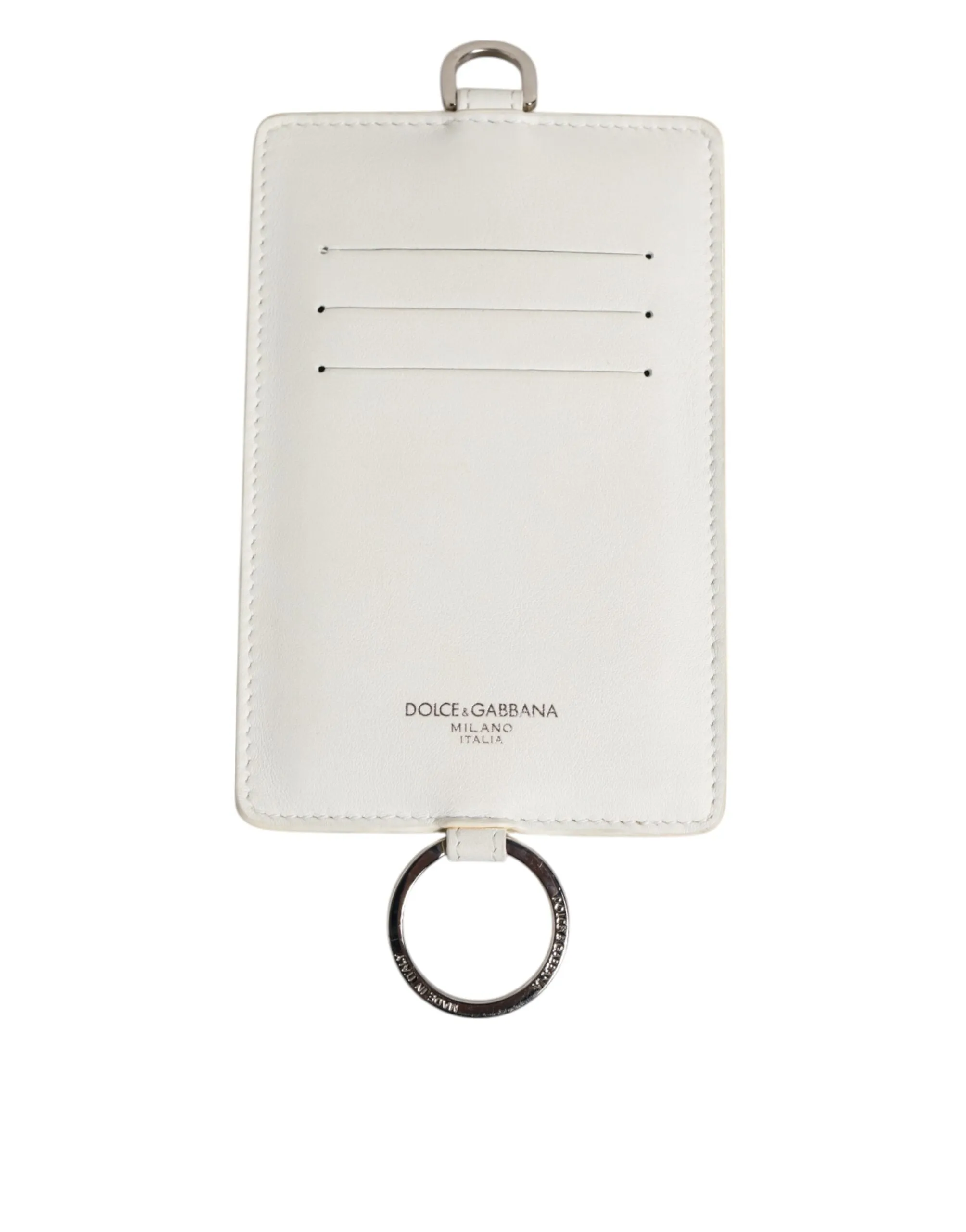 Dolce & Gabbana White Calf Leather Lanyard Logo Card Holder Men Wallet sold by Siebentaschen product image thumbnail 2