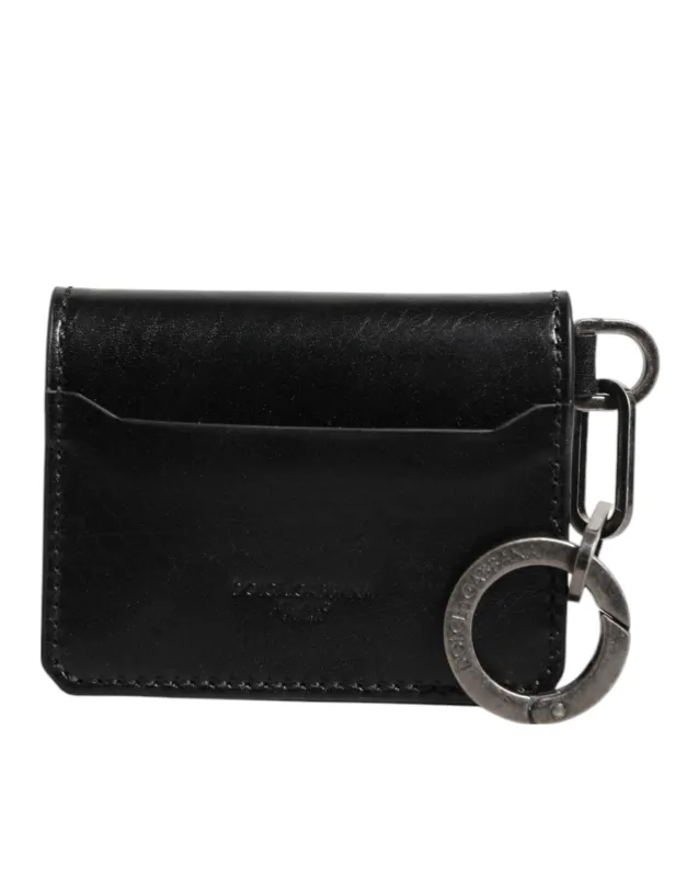 Dolce & Gabbana Wallet Black Leather Logo Embossed Key Chain Card Holder Wallet sold by Siebentaschen