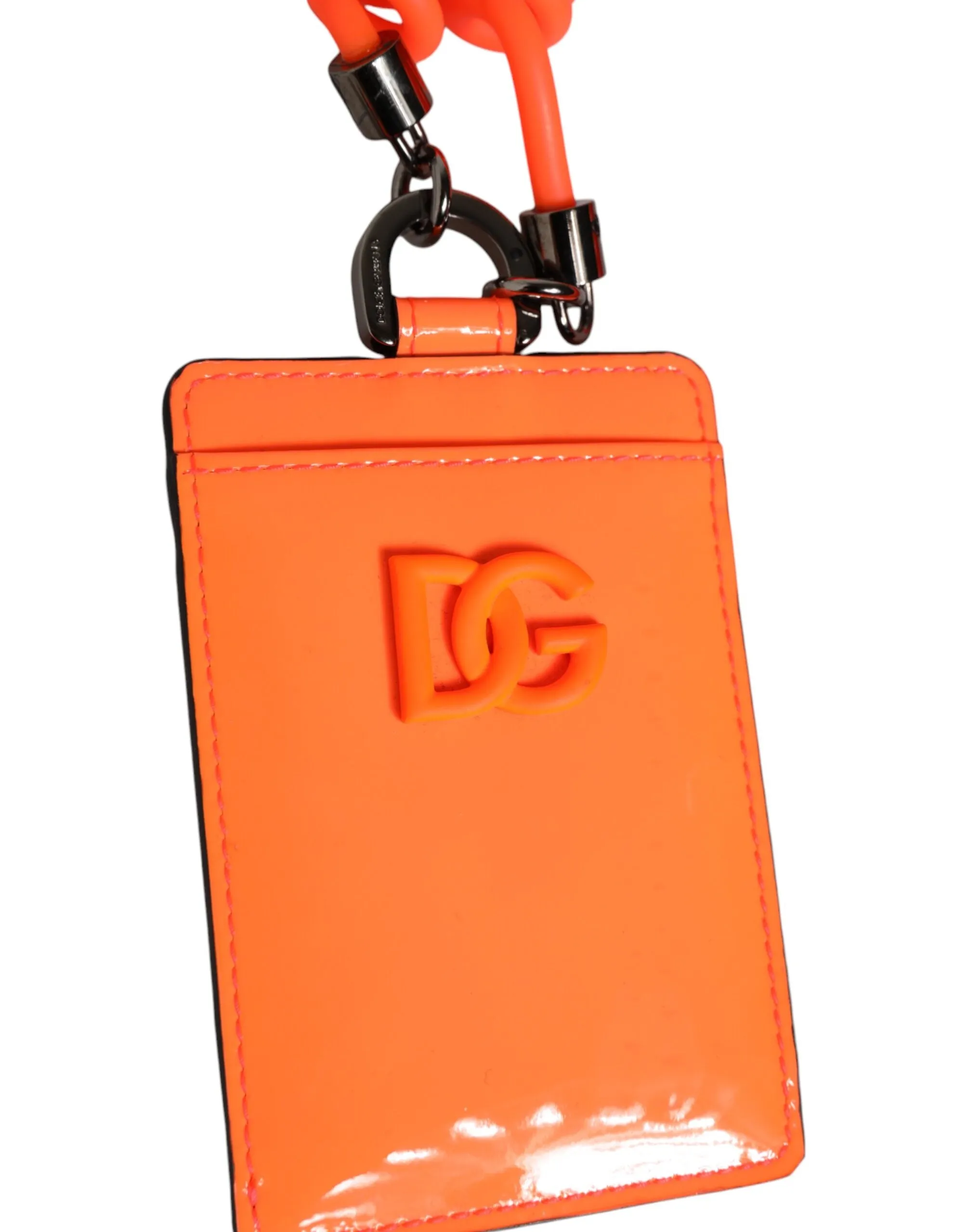 Dolce & Gabbana Orange Leather Logo Embossed Lanyard Card Holder Wallet sold by Siebentaschen product image thumbnail 4