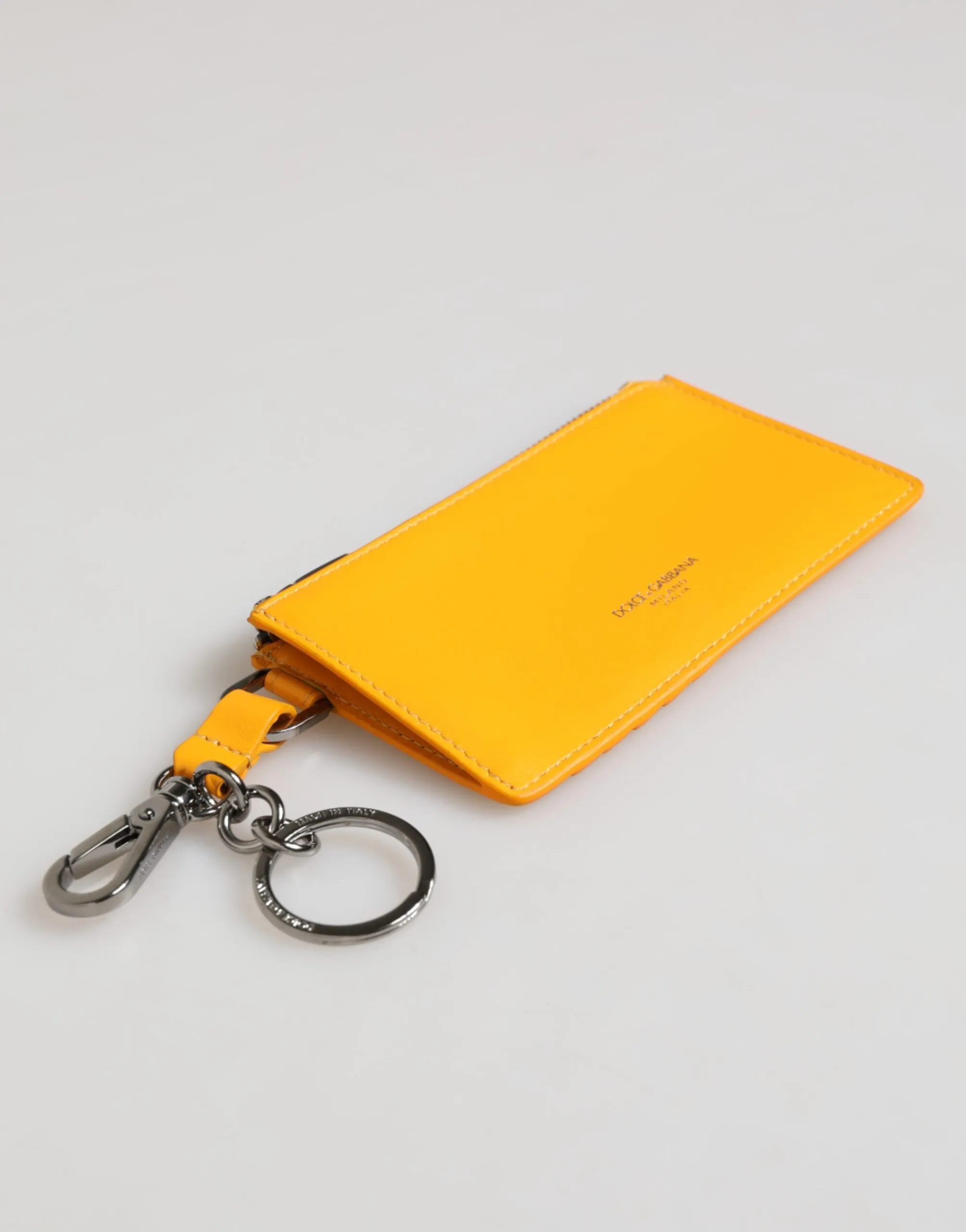 Dolce & Gabbana Yellow Orange Leather Credit Card Key Holder Clip On Wallet sold by Siebentaschen product image thumbnail 5