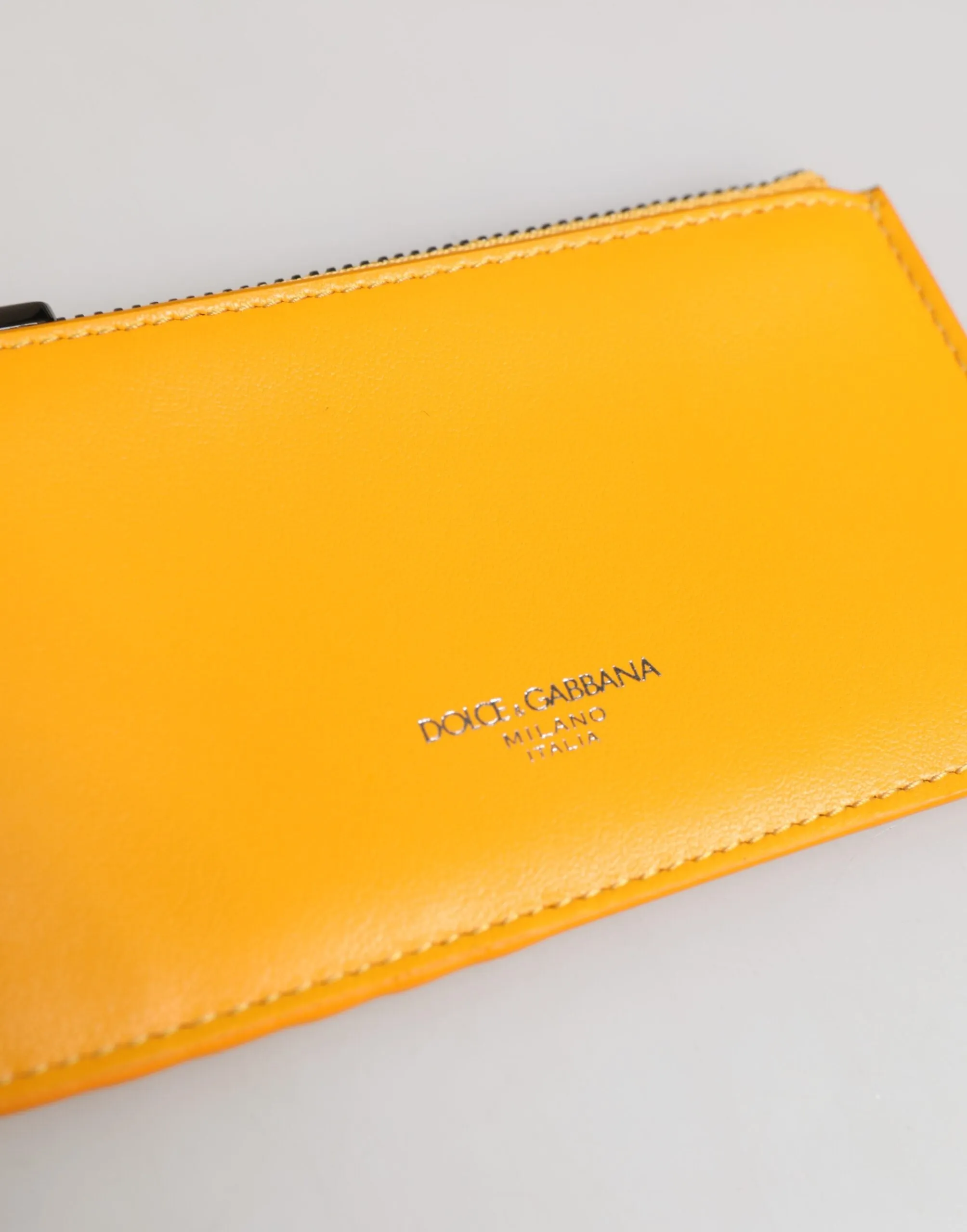 Dolce & Gabbana Yellow Orange Leather Credit Card Key Holder Clip On Wallet sold by Siebentaschen product image thumbnail 4