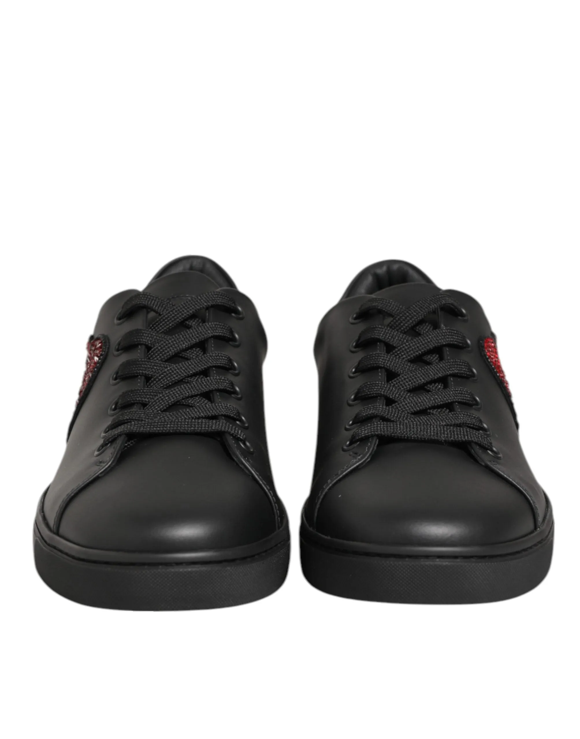 Dolce & Gabbana Black Leather Crystal Heart Sneakers Shoes sold by Siebentaschen product image thumbnail 2
