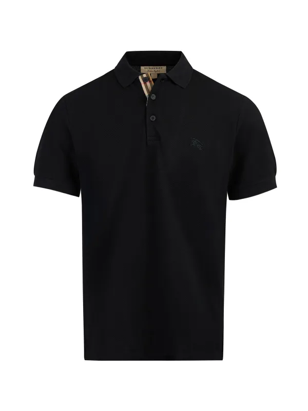 Burberry Black Cotton Collared Polo Shirt sold by Siebentaschen