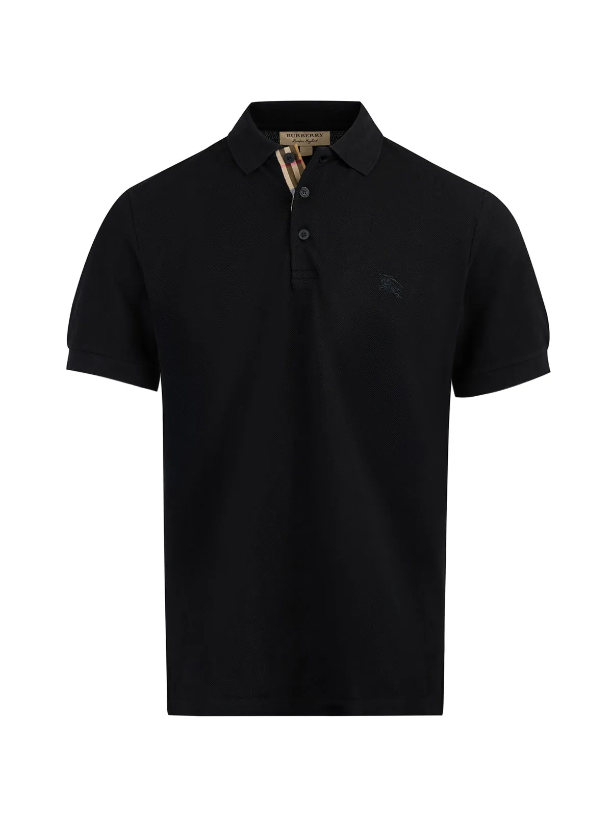 Burberry Black Cotton Collared Polo Shirt sold by Siebentaschen
