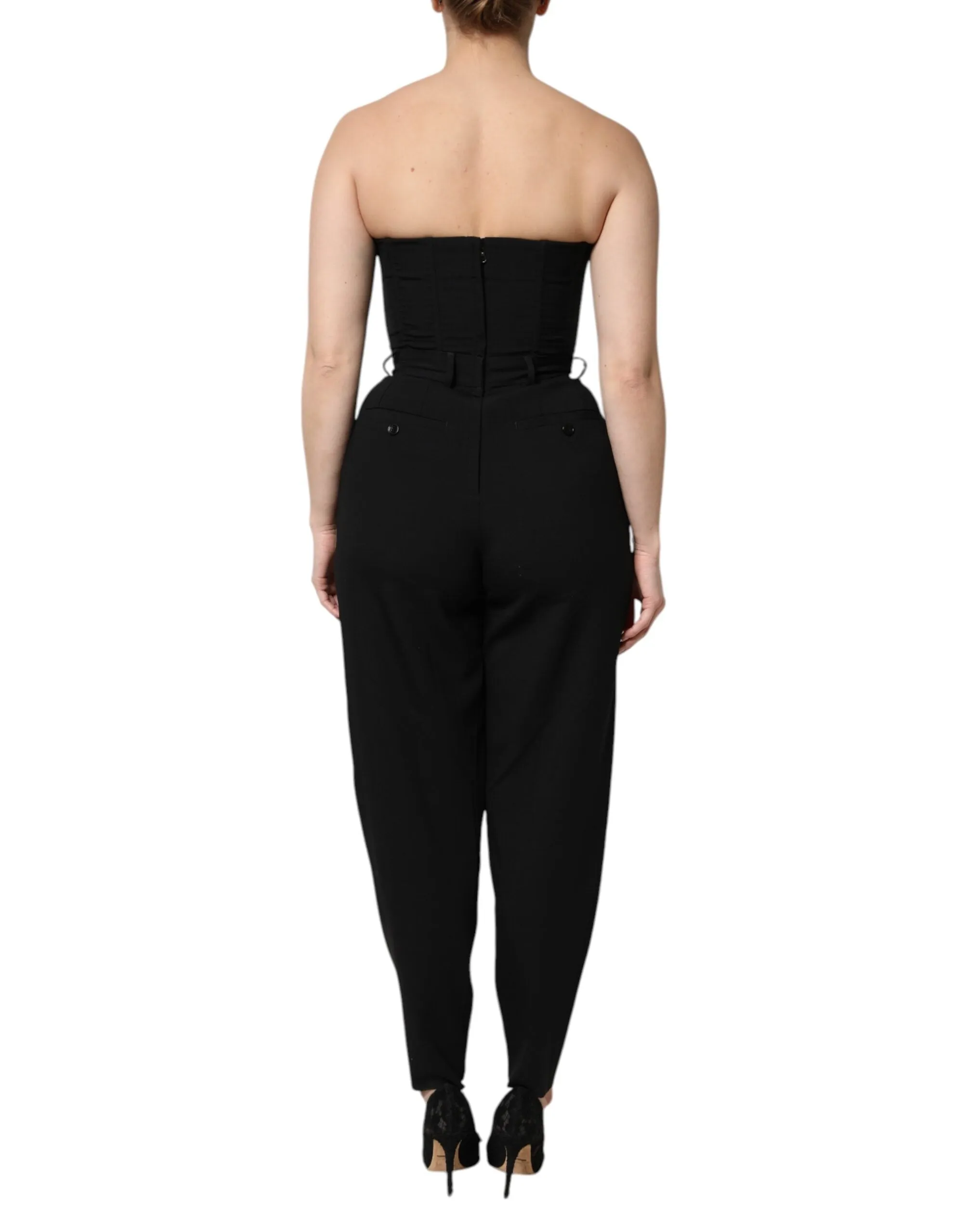 Dolce & Gabbana Black Wool Strapless Romper Jumpsuit Dress sold by Siebentaschen product image thumbnail 4