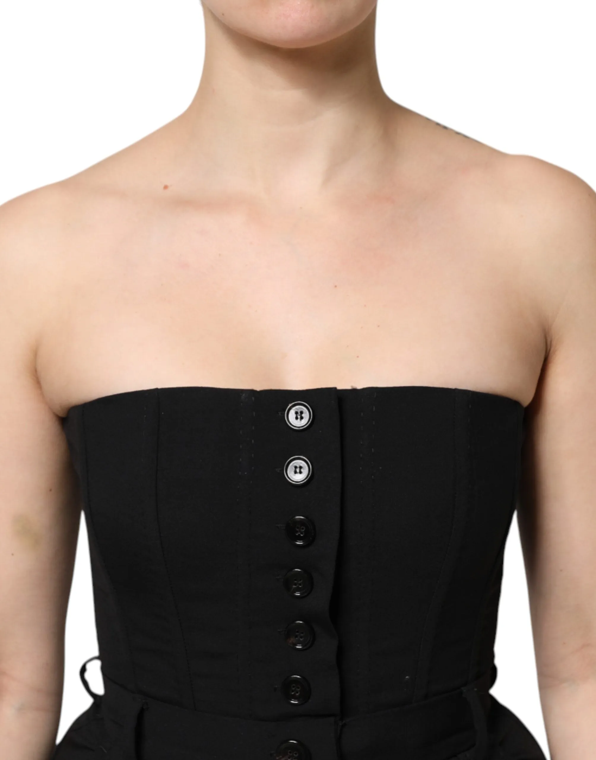 Dolce & Gabbana Black Wool Strapless Romper Jumpsuit Dress sold by Siebentaschen product image thumbnail 5