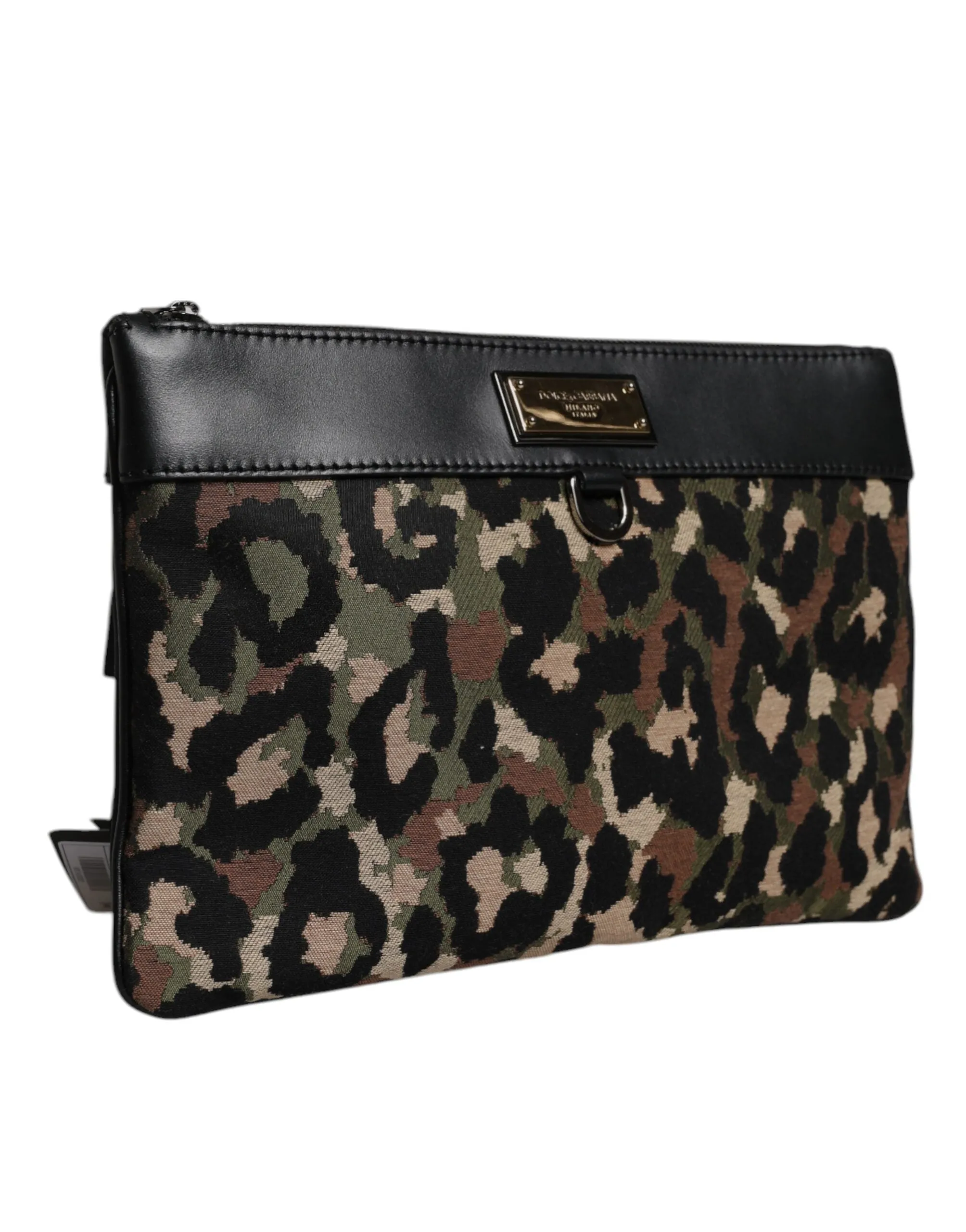 Dolce & Gabbana Multicolor Leopard Print Jacquard Logo Plaque Pouch Bag sold by Siebentaschen product image thumbnail 3