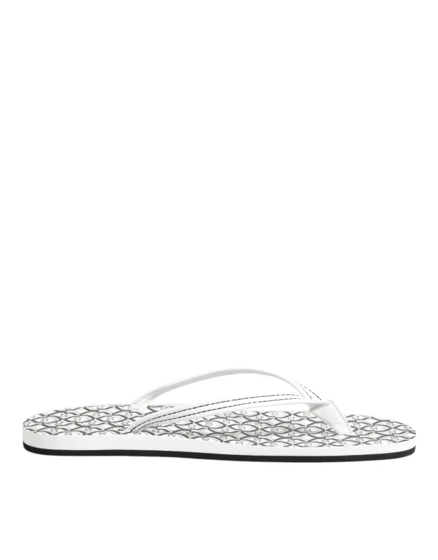 Dolce & Gabbana Black White Logo Beachwear Flats Slipper Shoes sold by Siebentaschen