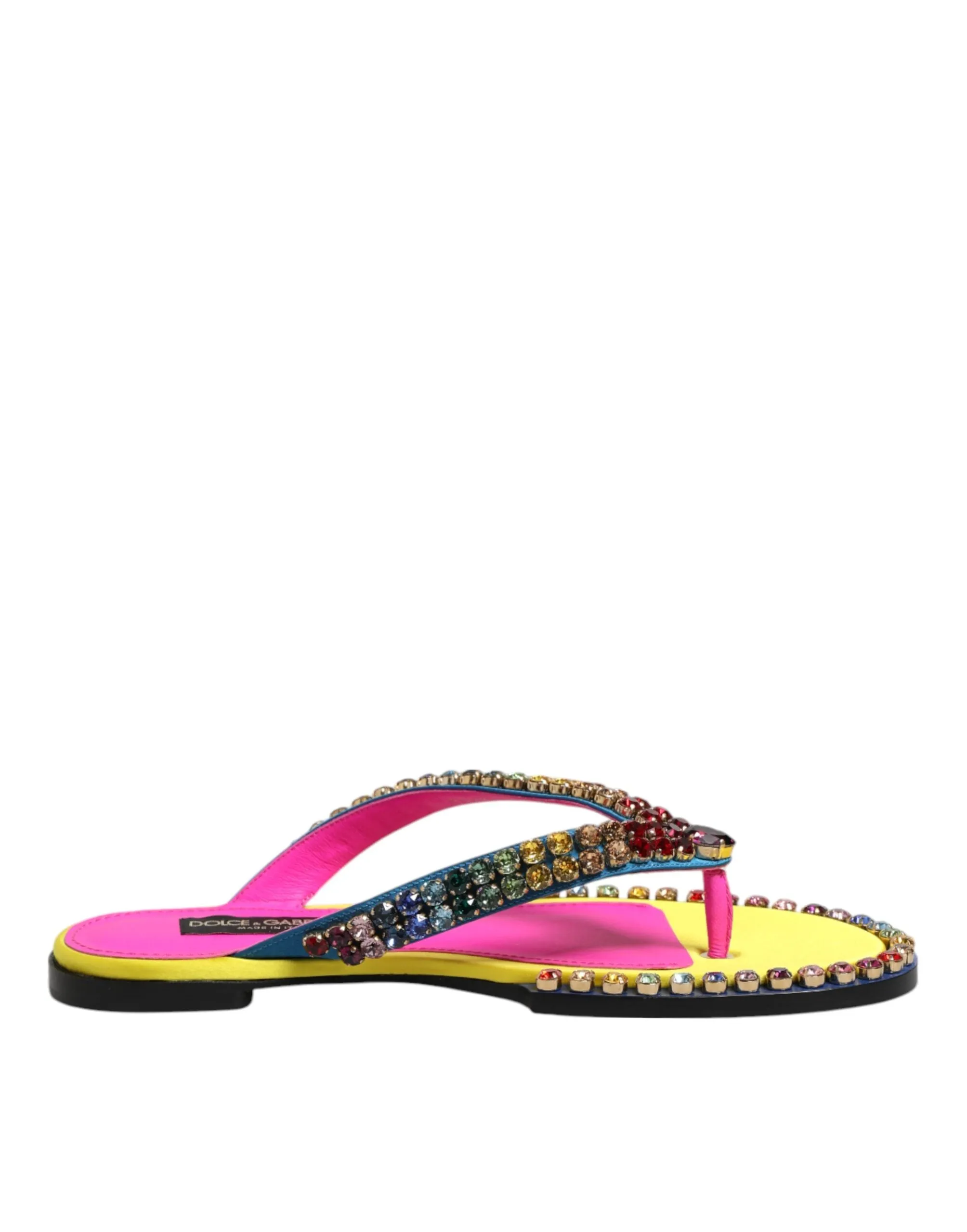 Dolce & Gabbana Multicolor Rhinestone Flip Flop Flat Sandals Shoes sold by Siebentaschen
