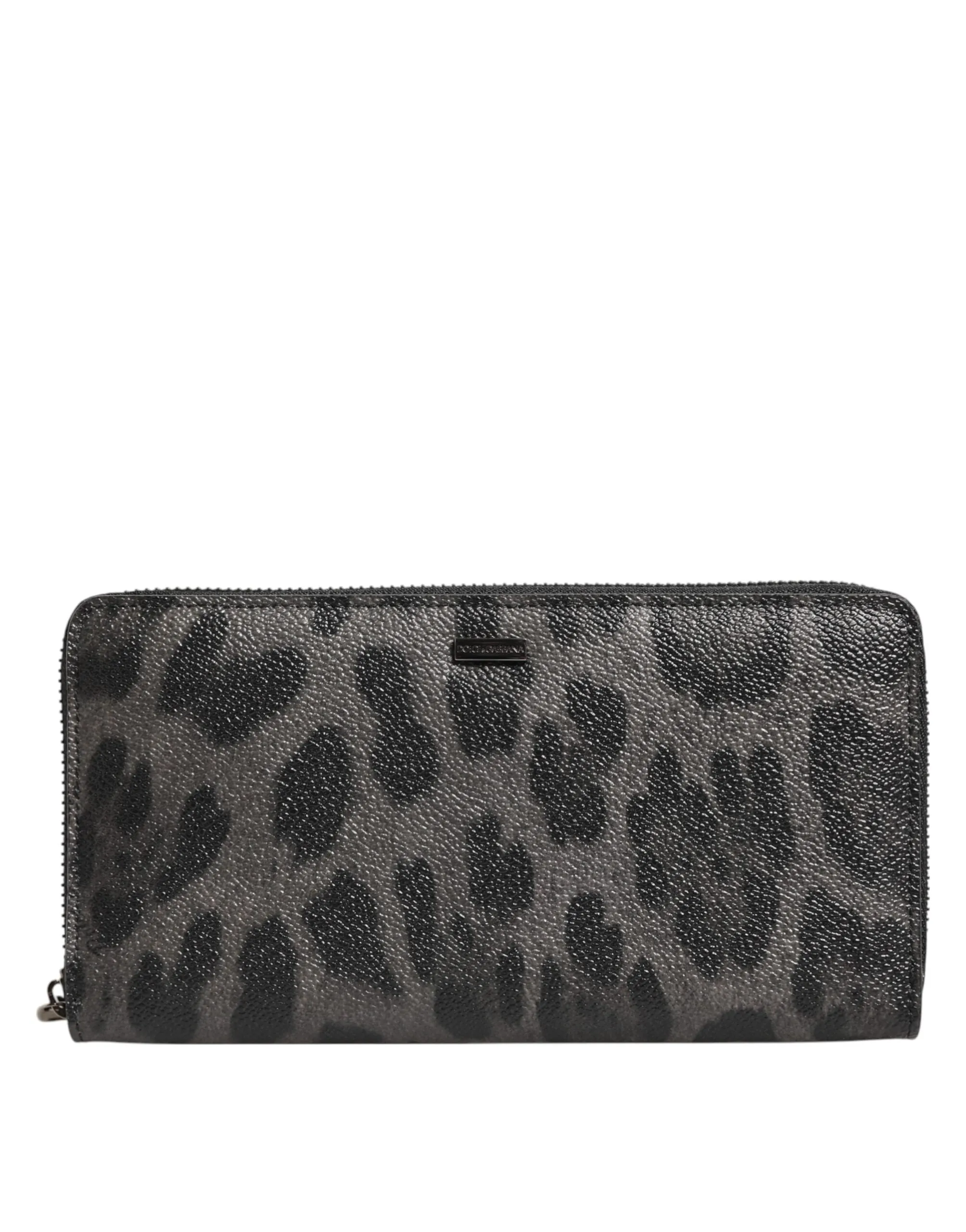 Dolce & Gabbana Black Gray Leopard Leather Zip Around Continental Wallet sold by Siebentaschen
