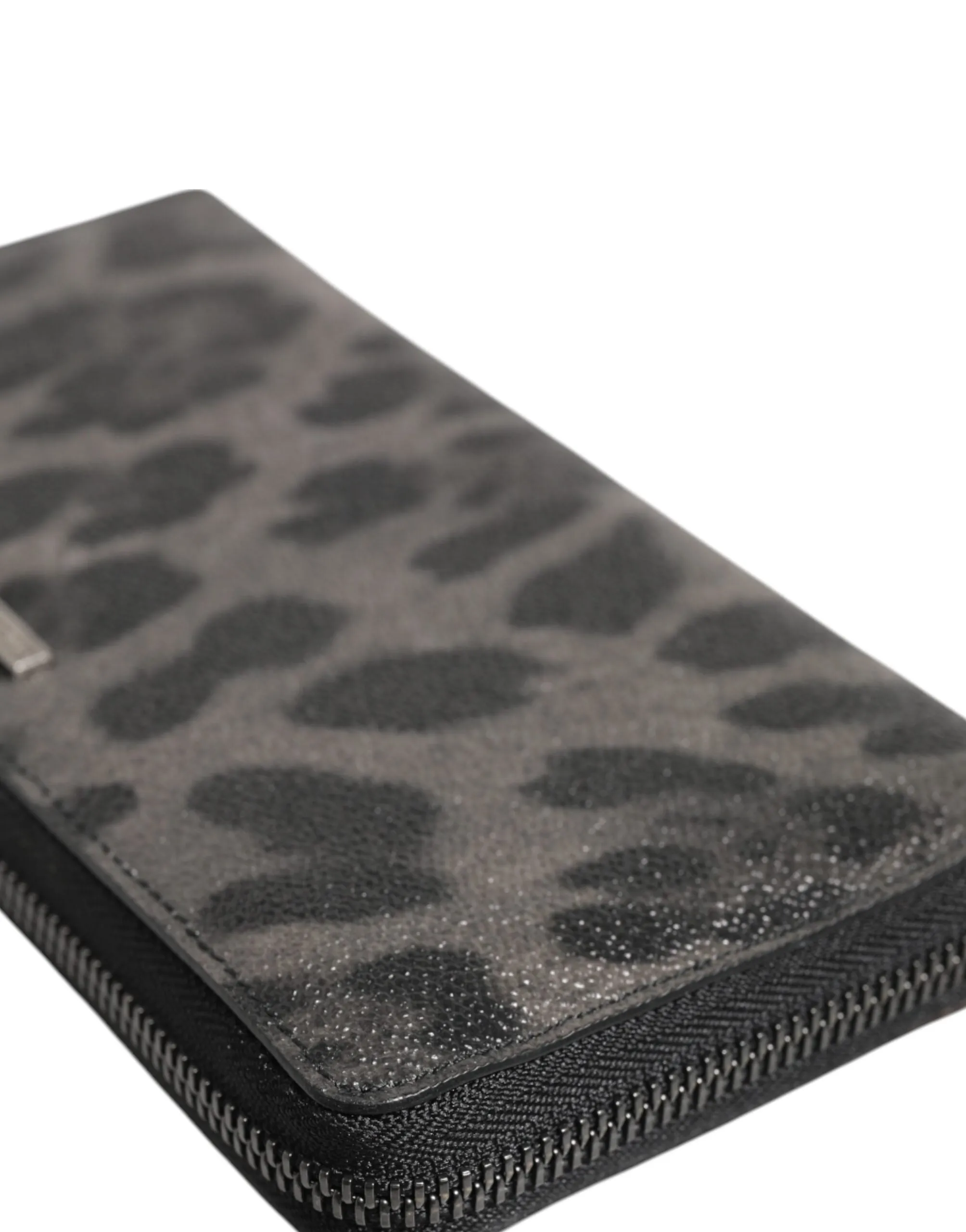 Dolce & Gabbana Black Gray Leopard Leather Zip Around Continental Wallet sold by Siebentaschen product image thumbnail 5