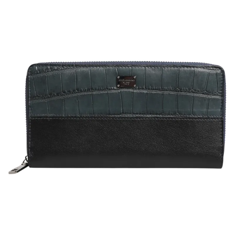 Dolce & Gabbana Black Blue Exotic Leather Men Continental Clutch Wallet sold by Siebentaschen