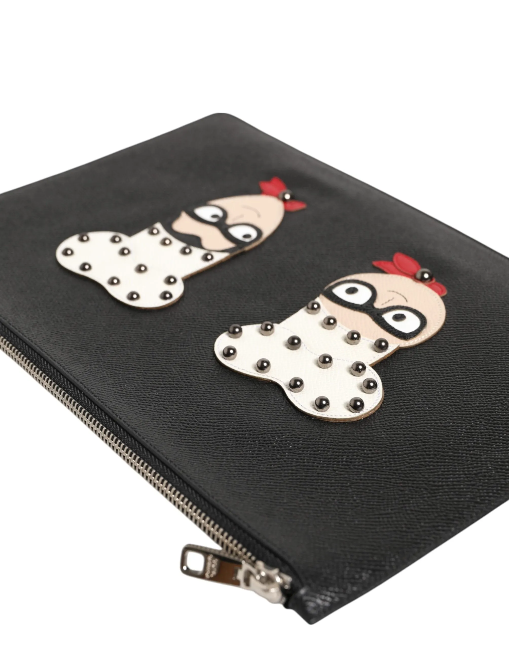 Dolce & Gabbana Black Leather #DGFAMILY Embellished Men Clutch Pouch Bag sold by Siebentaschen product image thumbnail 5