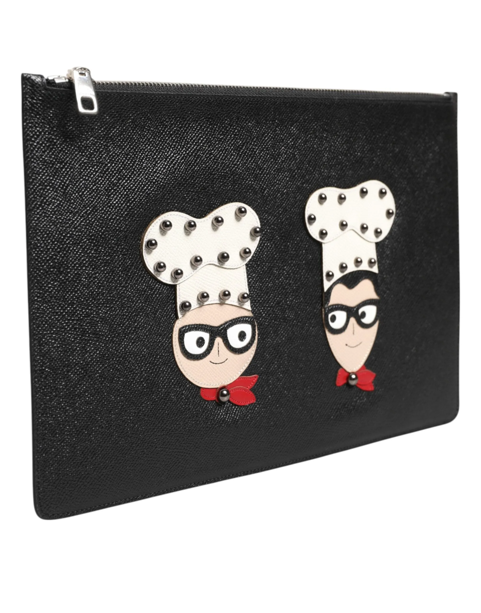 Dolce & Gabbana Black Leather #DGFAMILY Embellished Men Clutch Pouch Bag sold by Siebentaschen product image thumbnail 3