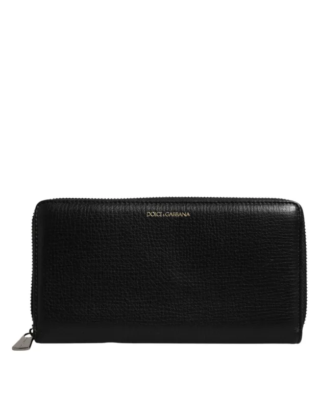 Dolce & Gabbana Black Calfskin Leather Logo Zip Around Continental Wallet sold by Siebentaschen