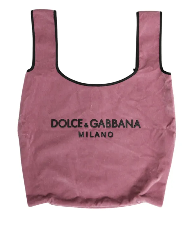 Dolce & Gabbana Pink Cotton Velvet DG MILANO Shoulder Shopping Borse Bag sold by Siebentaschen