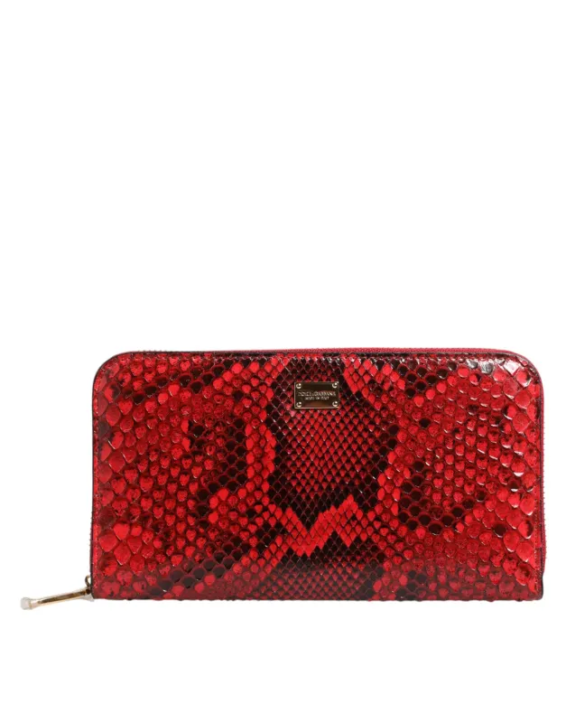Dolce & Gabbana Red Exotic Leather Zip Around Continental Clutch Wallet sold by Siebentaschen