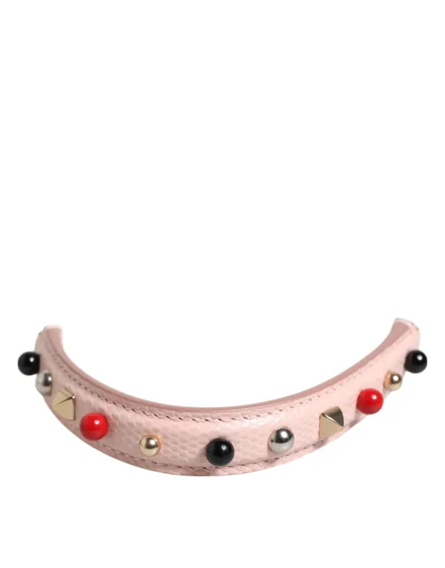 Dolce & Gabbana Light Pink Embellished Leather Bag Handle  Shoulder Strap sold by Siebentaschen