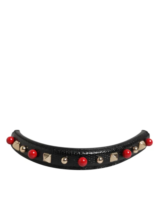 Dolce & Gabbana Black Embellished Leather Bag Handle Women Shoulder Strap sold by Siebentaschen
