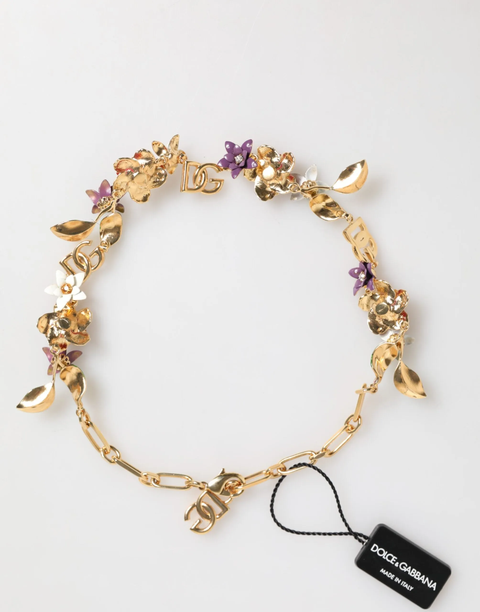 Dolce & Gabbana Gold Brass Logo Detail Floral Fashion Jewelry Necklace sold by Siebentaschen product image thumbnail 4