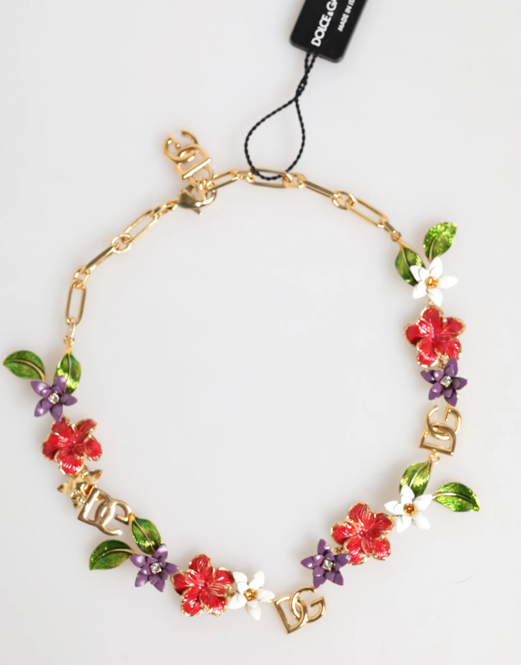 Dolce & Gabbana Gold Brass Logo Detail Floral Fashion Jewelry Necklace sold by Siebentaschen
