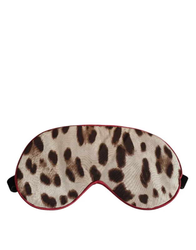 Dolce & Gabbana Brown Leopard Print Silk Women Accessory Sleep Eye Mask sold by Siebentaschen