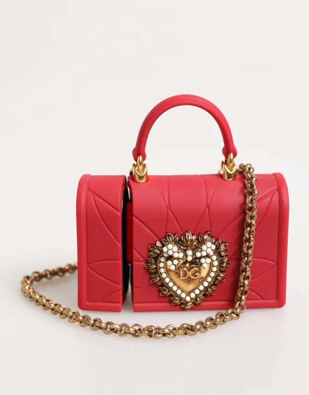Dolce & Gabbana Red Silicone Devotion Heart Cover Bag Women Airpods Case sold by Siebentaschen